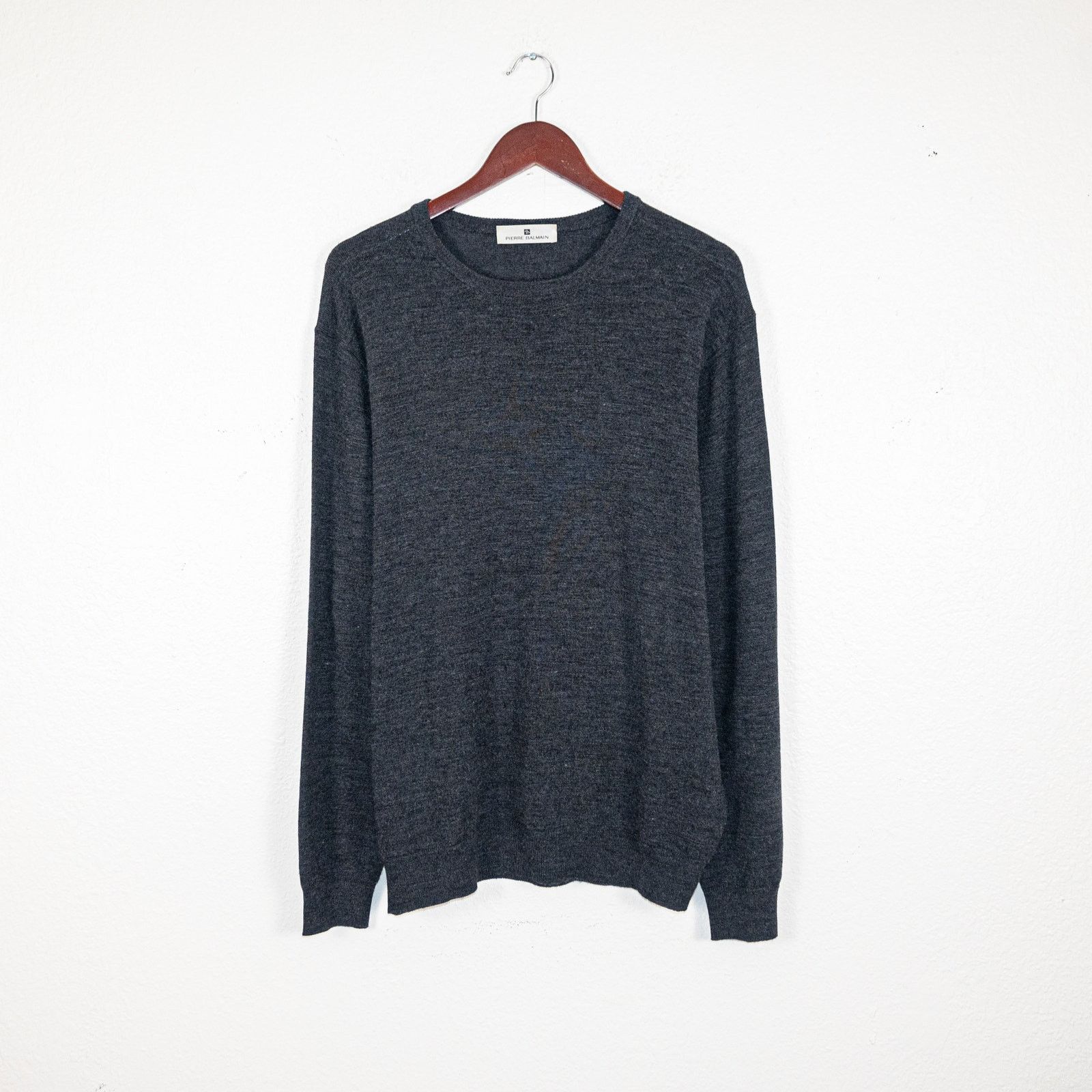 Pierre Balmain Vtg PIERRE BALMAIN Men's 100% Wool Sweater Charcoal 54 Size US L / EU 52-54 / 3 - 1 Thumbnail