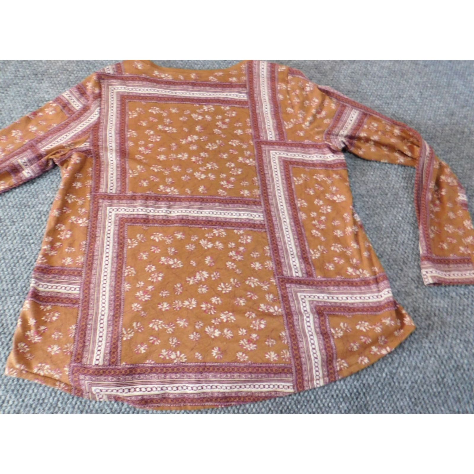 Vintage Sonoma Womens Blouse XL Red Pullover Crew Neck Long Sleeve Stretch Floral Top Everyday Tee Size XL / US 12-14 / IT 48-50 - 7 Thumbnail