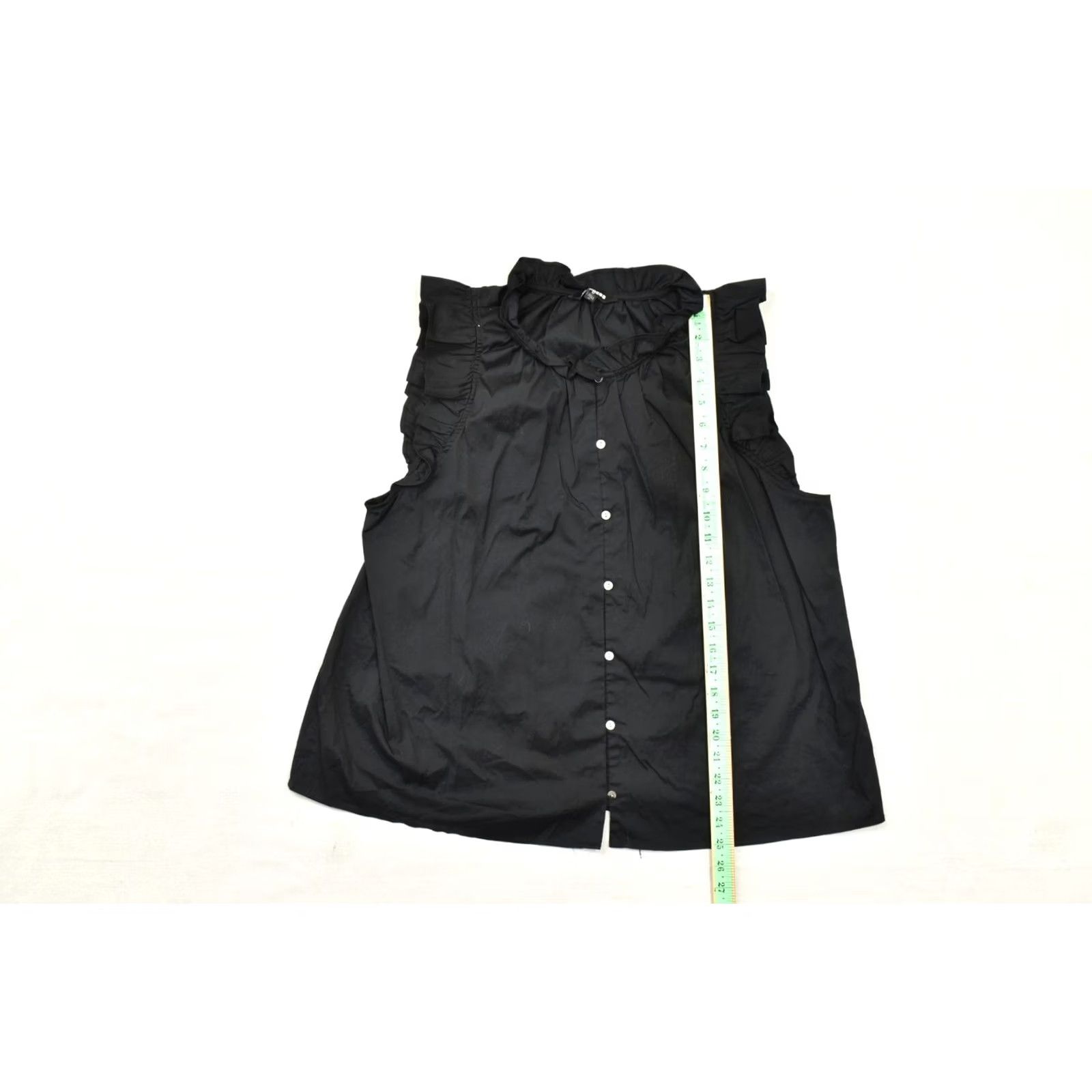 Express Express Blouse Women's XL Black Ruffle Sleeveless Button Up Cotton Blend Top Size XL / US 12-14 / IT 48-50 - 4 Thumbnail
