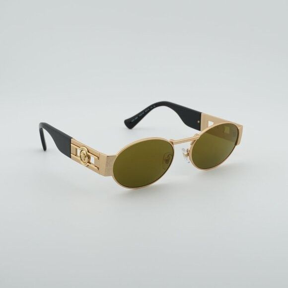 Versace Versace VE2264 10025A Sunglasses Gold Oval Frame, Brown Size ONE SIZE - 5 Thumbnail