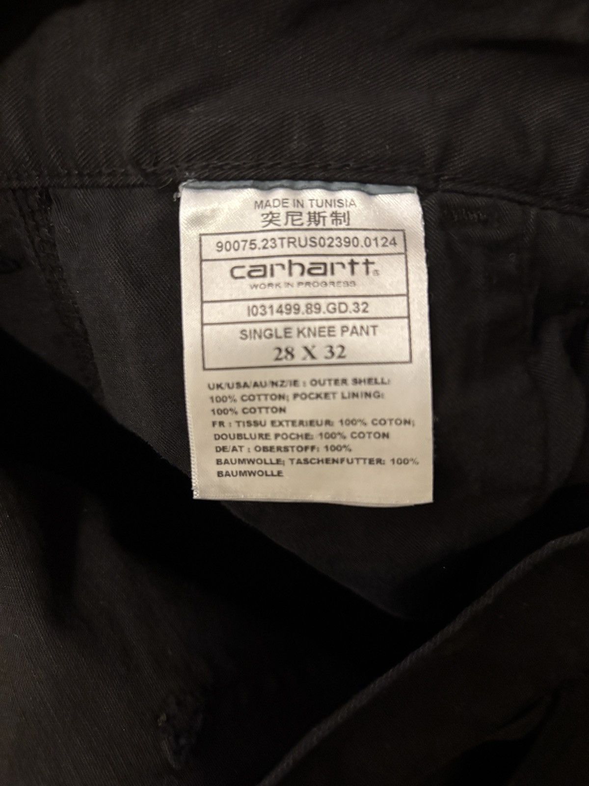 Carhartt Wip Single Knee Pant - Drill | Black (garment dyed) Size US 28 / EU 44 - 4 Thumbnail