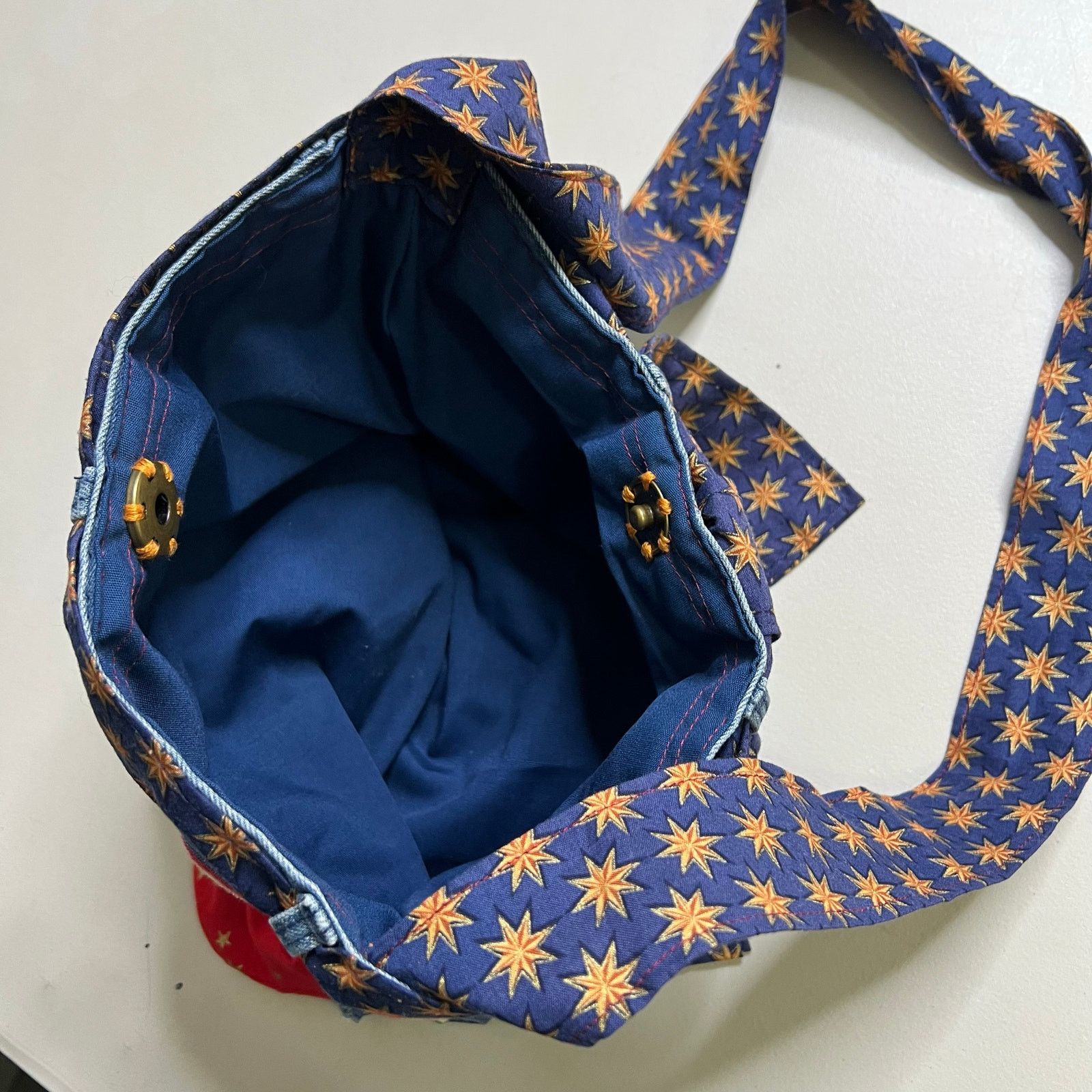 Vintage Handmade Denim Patchwork Tote Bag Upcycled Boho Shoulder Bag Size ONE SIZE - 8 Thumbnail