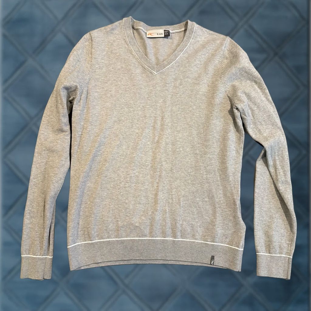 KJUS KJUS KICKL Gray Cotton Blend V-Neck Golf Sweater Women's M Gray, Pullover, V-Neck, Knit Shirt Classx Size M / US 6-8 / IT 42-44 - 1 Thumbnail