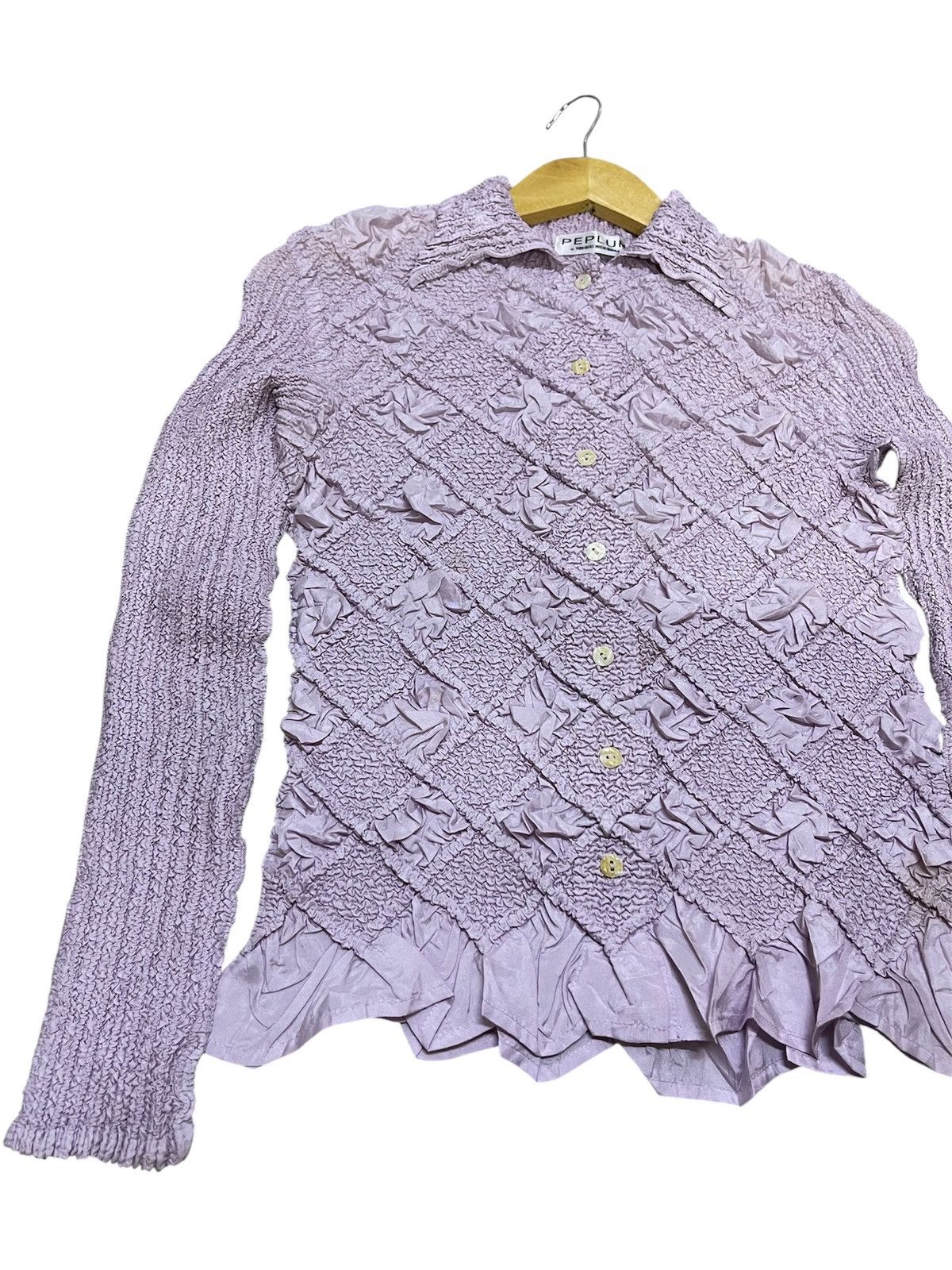Issey Miyake Vintage Yoshiki Hishinuma x Issey Miyake Ruched Tan Blouse Size S / US 4 / IT 40 - 8 Thumbnail