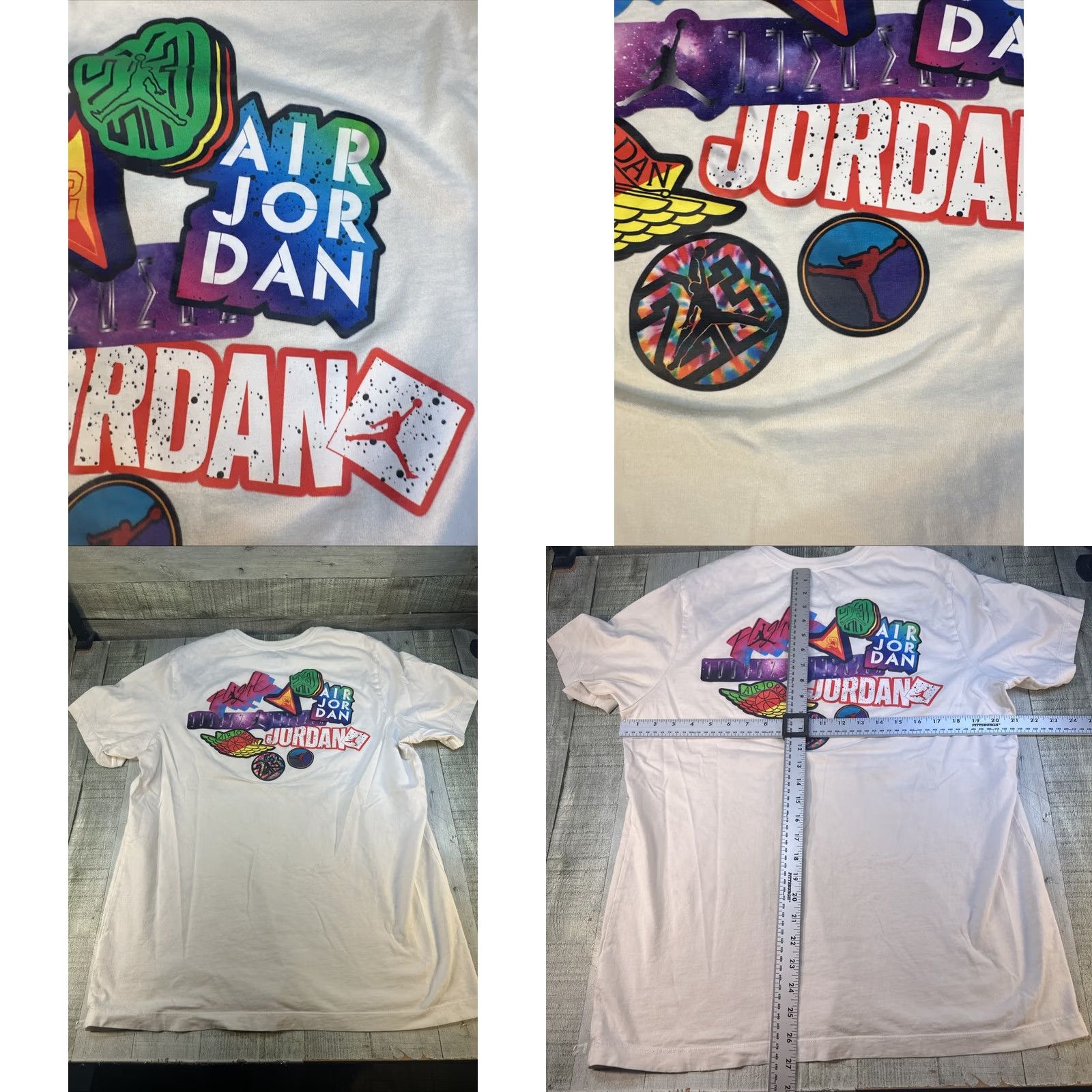 Jordan Brand Air Jordan Flight Decal Sticker Shirt Large White Crew Neck Short Sleeve Mens Nike Air Jumpman Graffiti Retro Sports T-Shirt Size US L / EU 52-54 / 3 - 8 Thumbnail