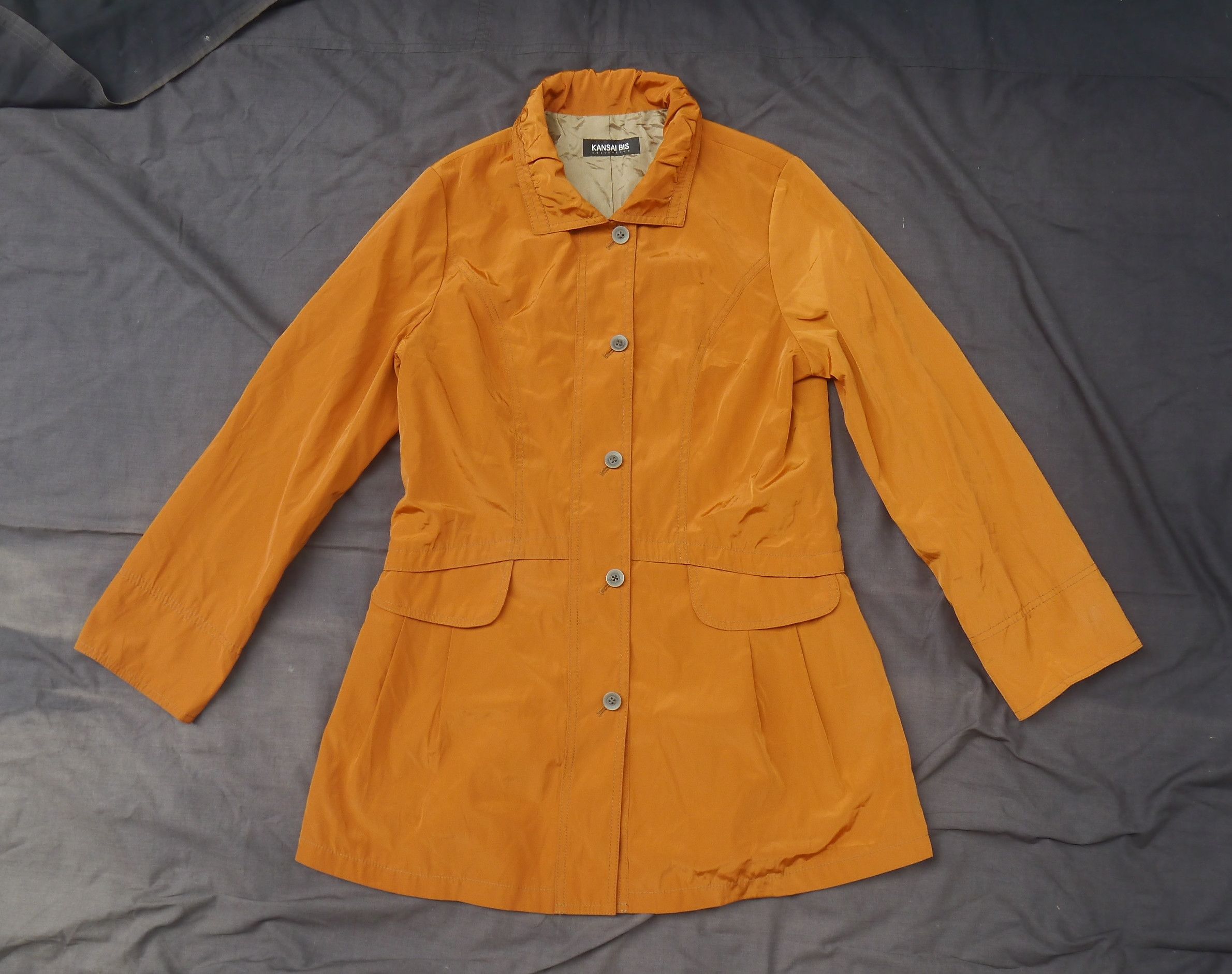 Kansai Yamamoto (J824) Kansai Bis Collection Orange Polyester Coat Sz 9 Size S / US 4 / IT 40 - 1 Thumbnail