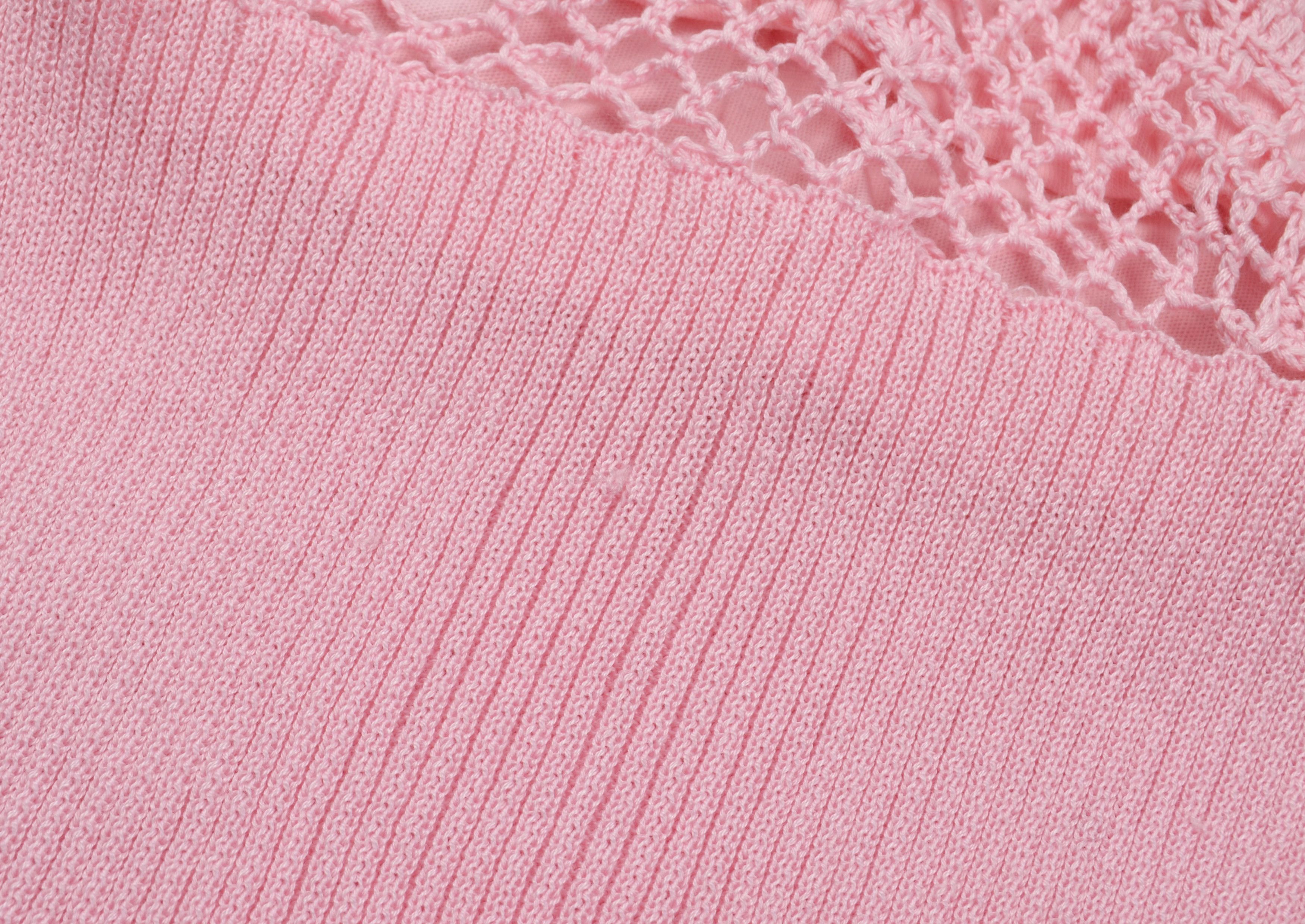 Designer × Vintage Nolita Pocket Y2K Fairy Pink Crochet Knit Halter Top Size XS / US 0-2 / IT 36-38 - 5 Thumbnail