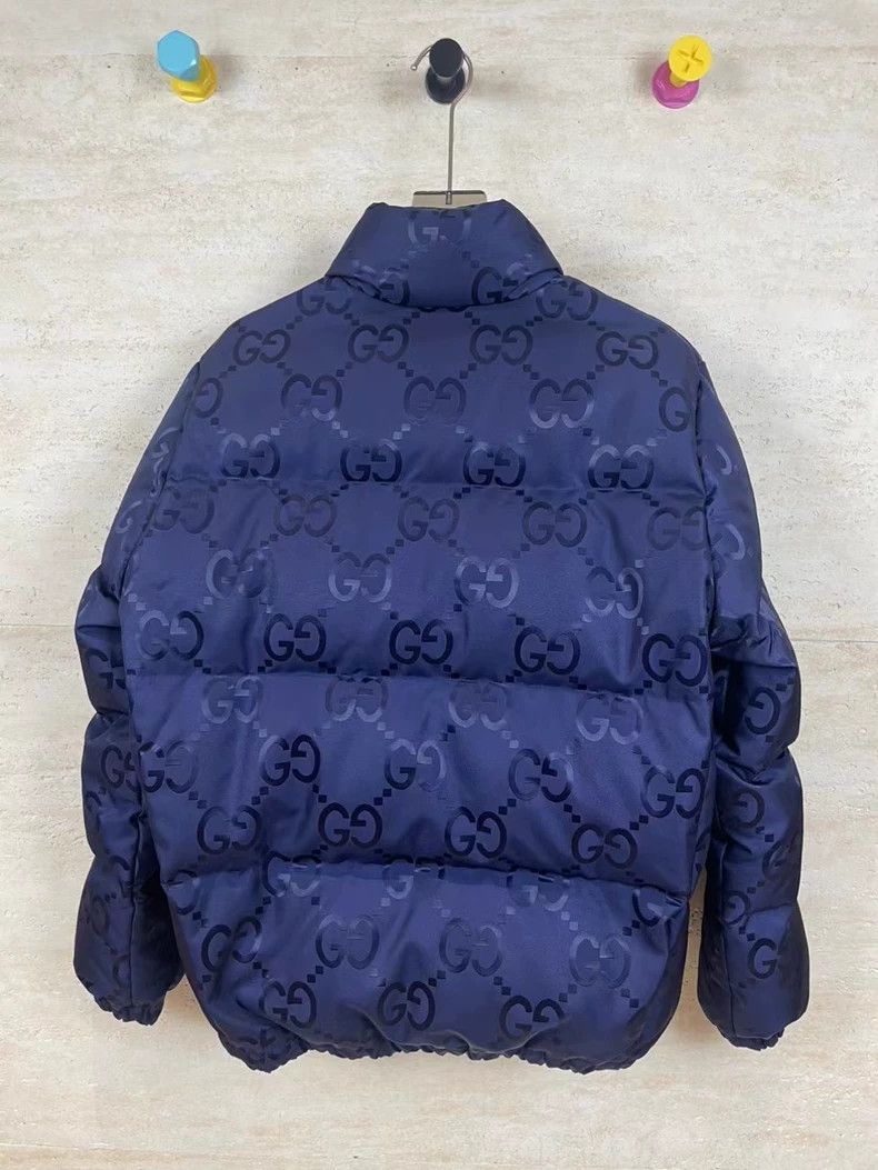 Gucci Gucci Blue dark pattern old flower full logo down jacket 25 Size US M / EU 48-50 / 2 - 2 Thumbnail