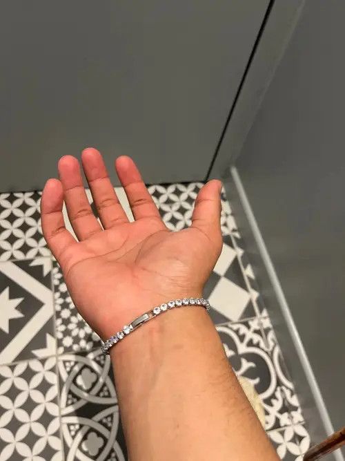 VIBE 4mm Tennis Chain Sterling Silver White Bracelet Size ONE SIZE - 2 Thumbnail