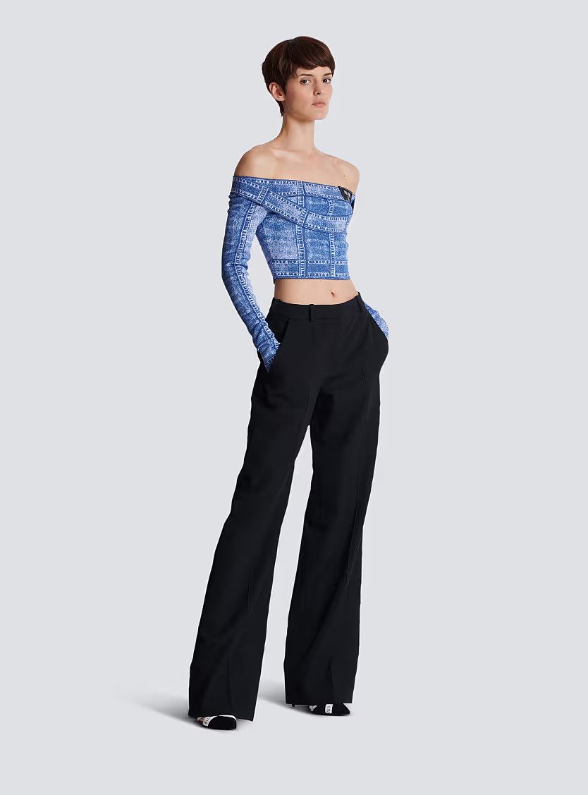o1s1wg111225 Denim Trompe Loel Top in Blue