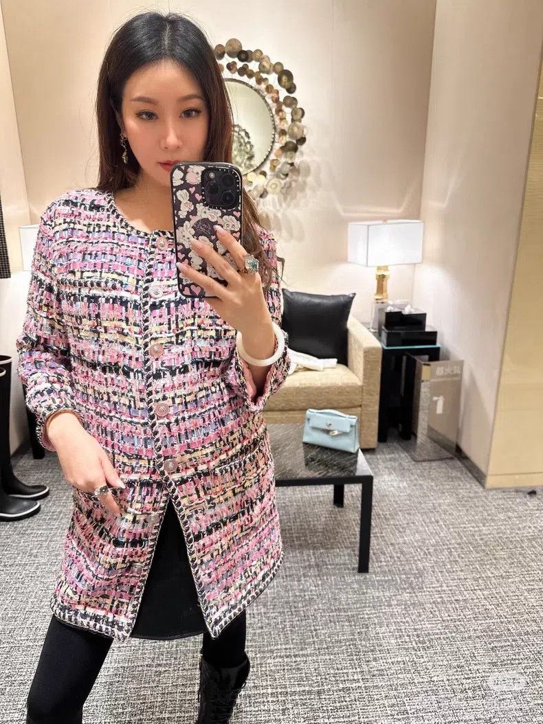 Chanel Chanel Pink-purple woven tweed coat Size XS / US 0-2 / IT 36-38 - 8 Thumbnail