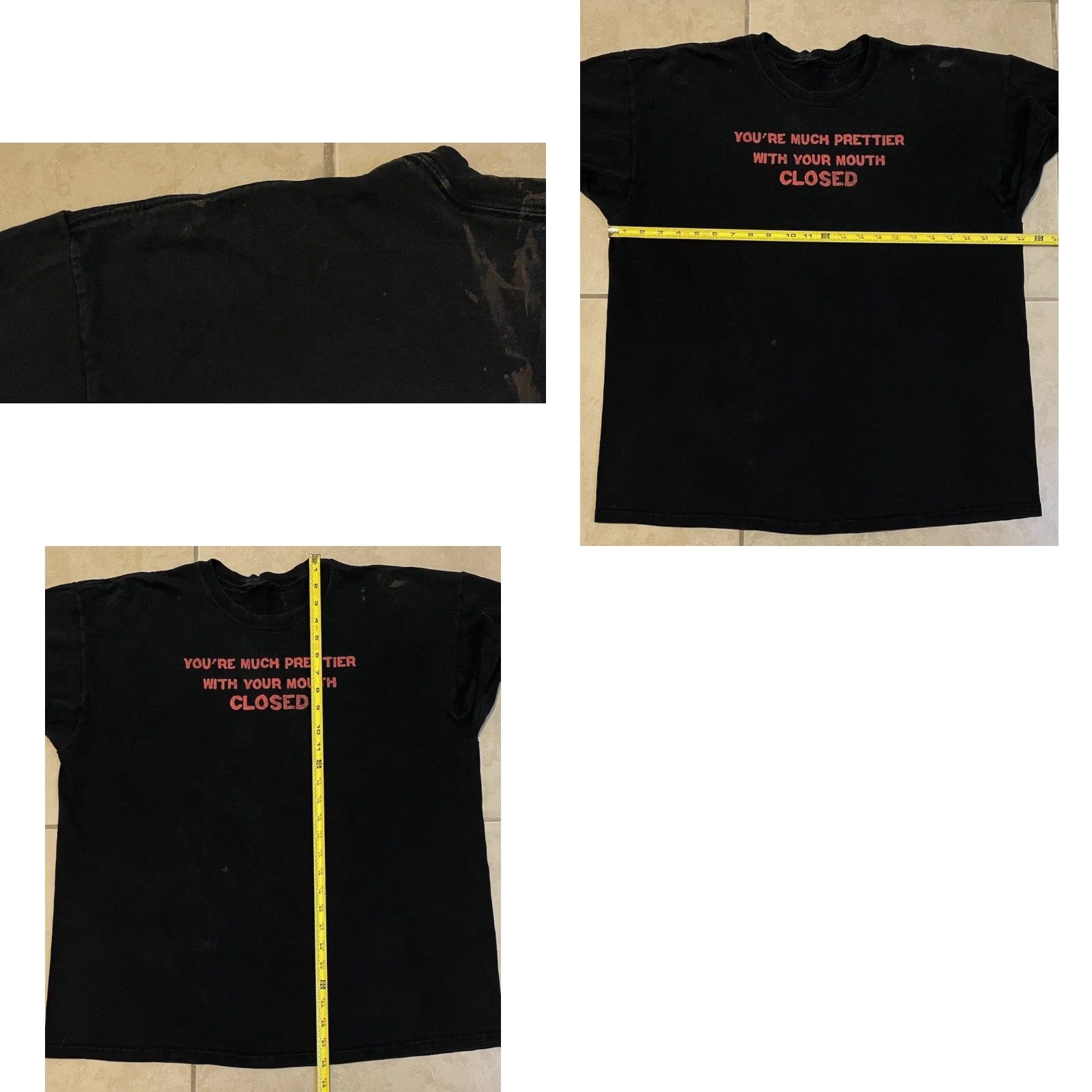 CLOSED VINTAGE You’re Much Prettier With Your Mouth Closed Faded Shirt Grunge Mens T-Shirt L Black 90s Y2K Funny Joke Band Punk Rock Humor Sarcasm Size US L / EU 52-54 / 3 - 9 Thumbnail