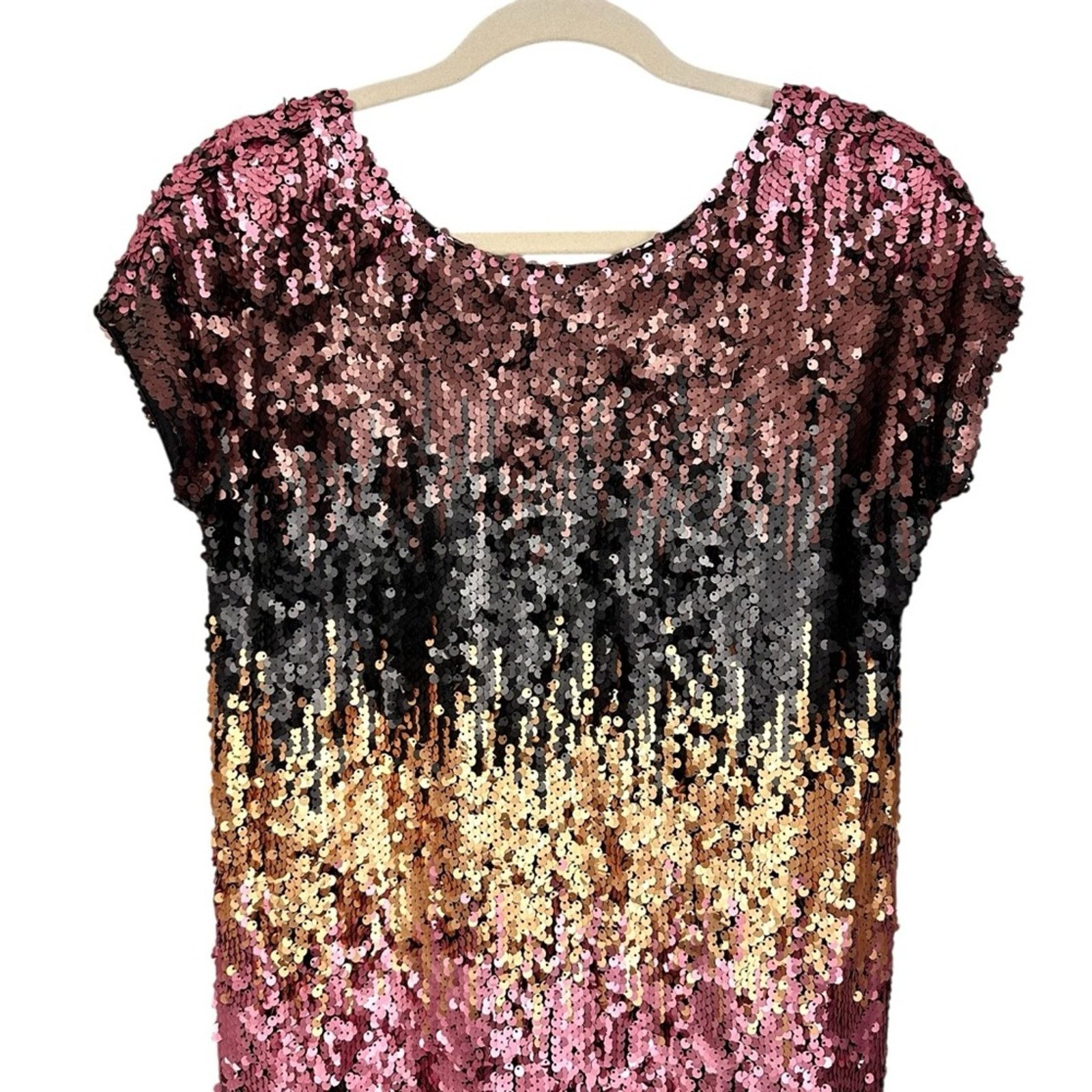 Other Tobi Shine Me Up Ombré Sequin Mini Backless Shift Dress Sz S Size S / US 4 / IT 40 - 4 Thumbnail