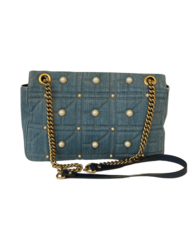 Gucci GUCCI MARMONT GG PEARLY DENIM FLAP BAG Size ONE SIZE - 2 Thumbnail