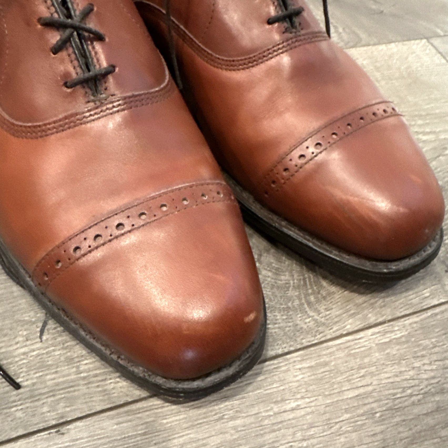 Allen Edmonds Byron Cap Toe Brogue Oxford Dress Shoes Brown Men 9 D