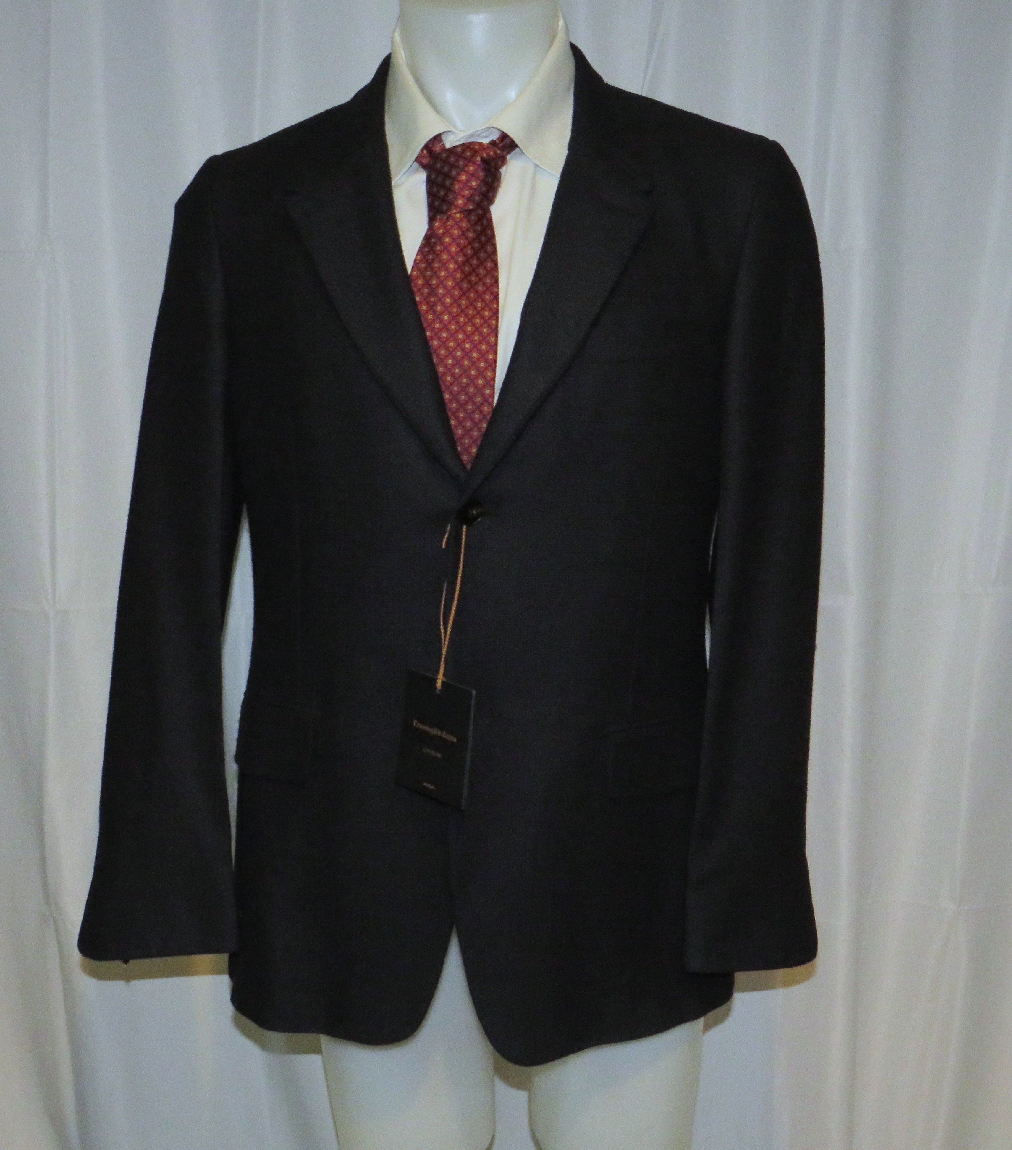 Ermenegildo Zegna Couture Black Hopsack Silk Blend Two Button Blazer 42R NWT Size 42R - 1 Thumbnail