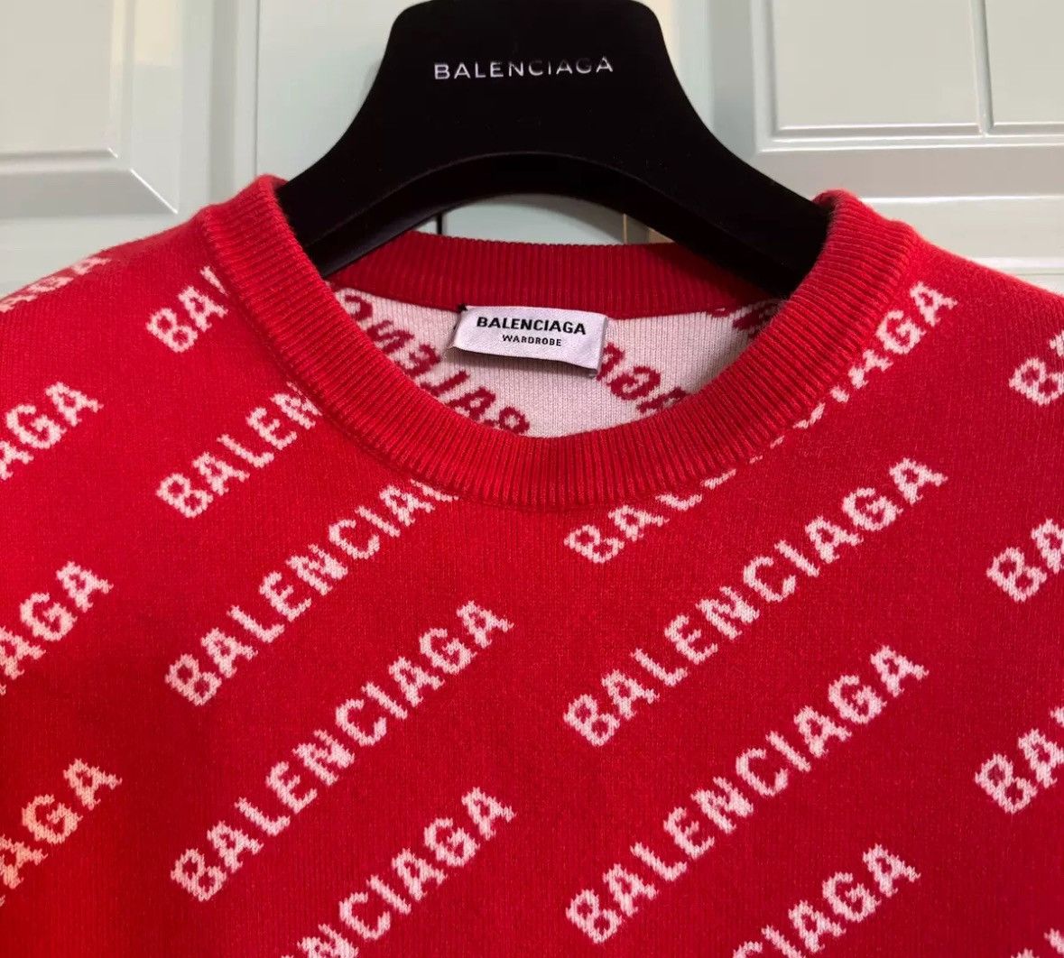 Balenciaga Balenciaga SS22 Logo Full Print Round Neck Cotton Sweater Size US XS / EU 42 / 0 - 5 Thumbnail