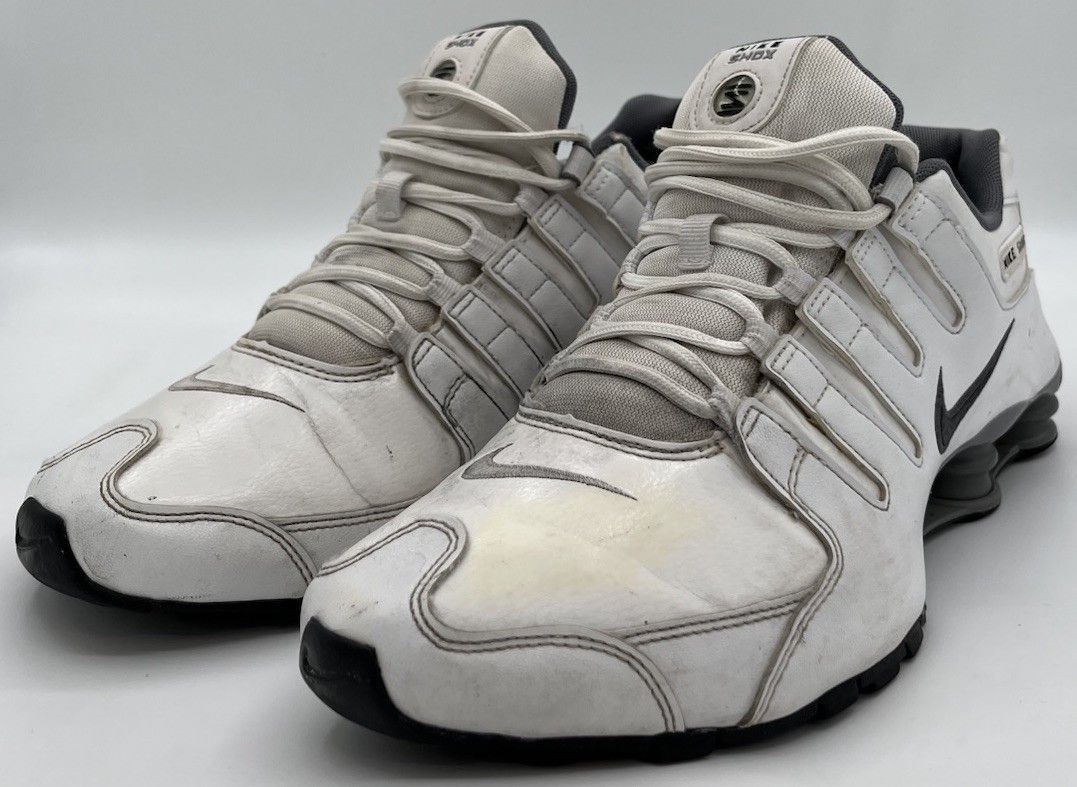 Nike Nike Mens Size 11 Shox NZ Leather White Cool Grey Shoes Size US 11 / EU 44 - 1 Thumbnail