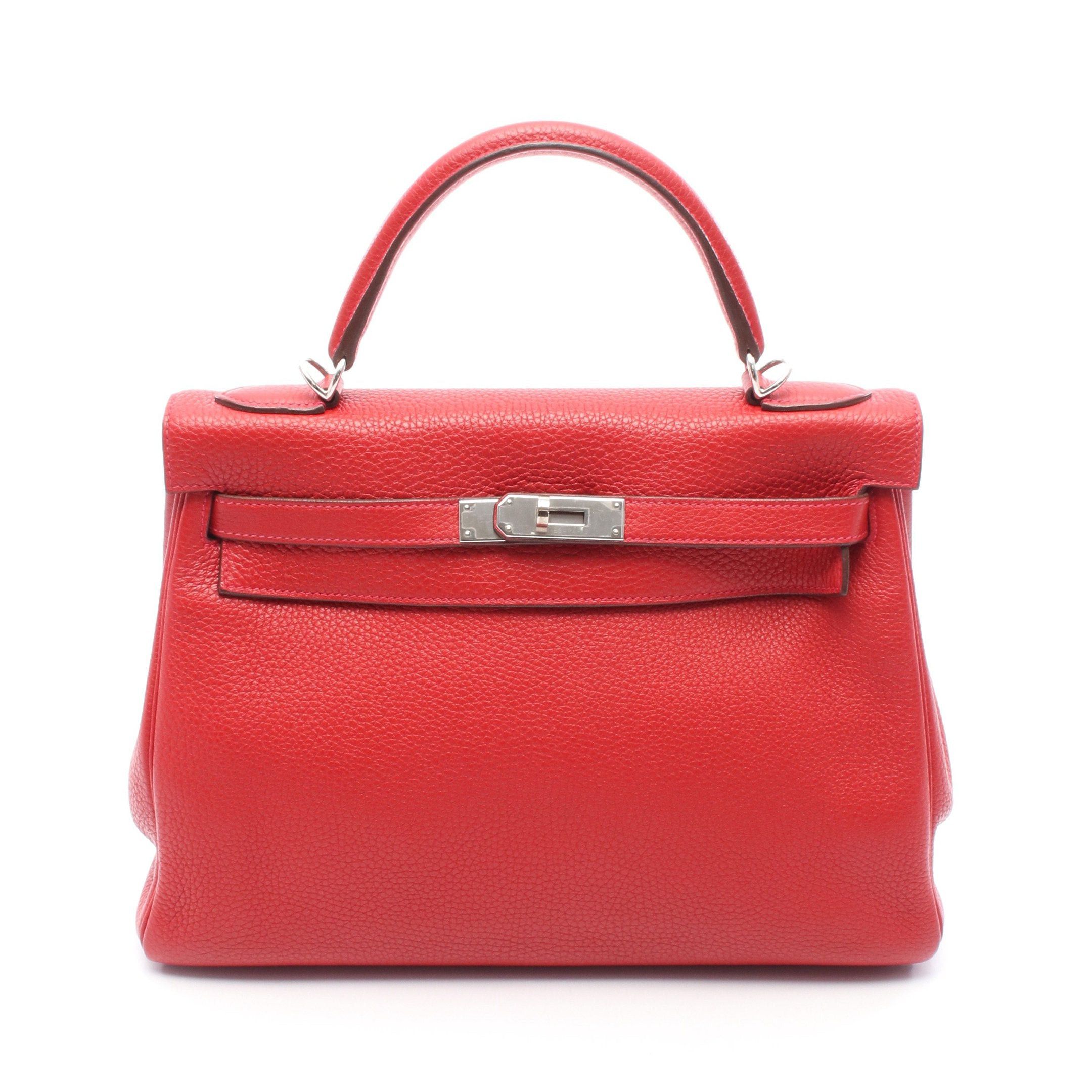 Hermes Hermes Kelly32 Vermilion Handbag Clemence Leather Red Silver Hardware Inner Stitch T Stamp Size ONE SIZE - 1 Thumbnail