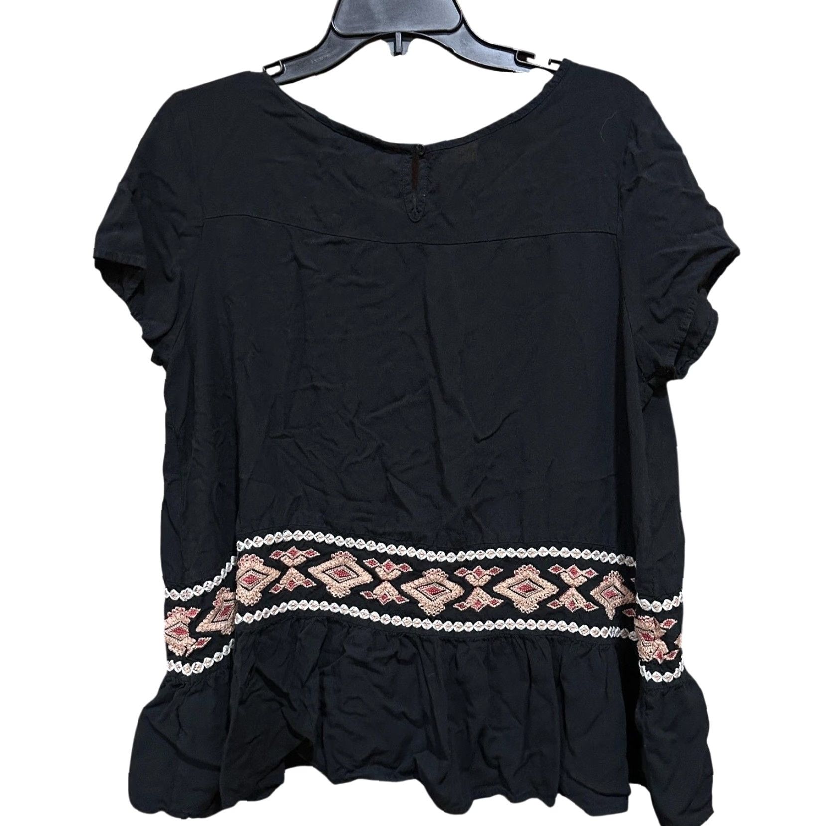 Greats Great Northwest Indigo Shirt Women Large Black Embroidered Boho Peplum Ruffle Womens Size L / US 10 / IT 46 - 2 Thumbnail