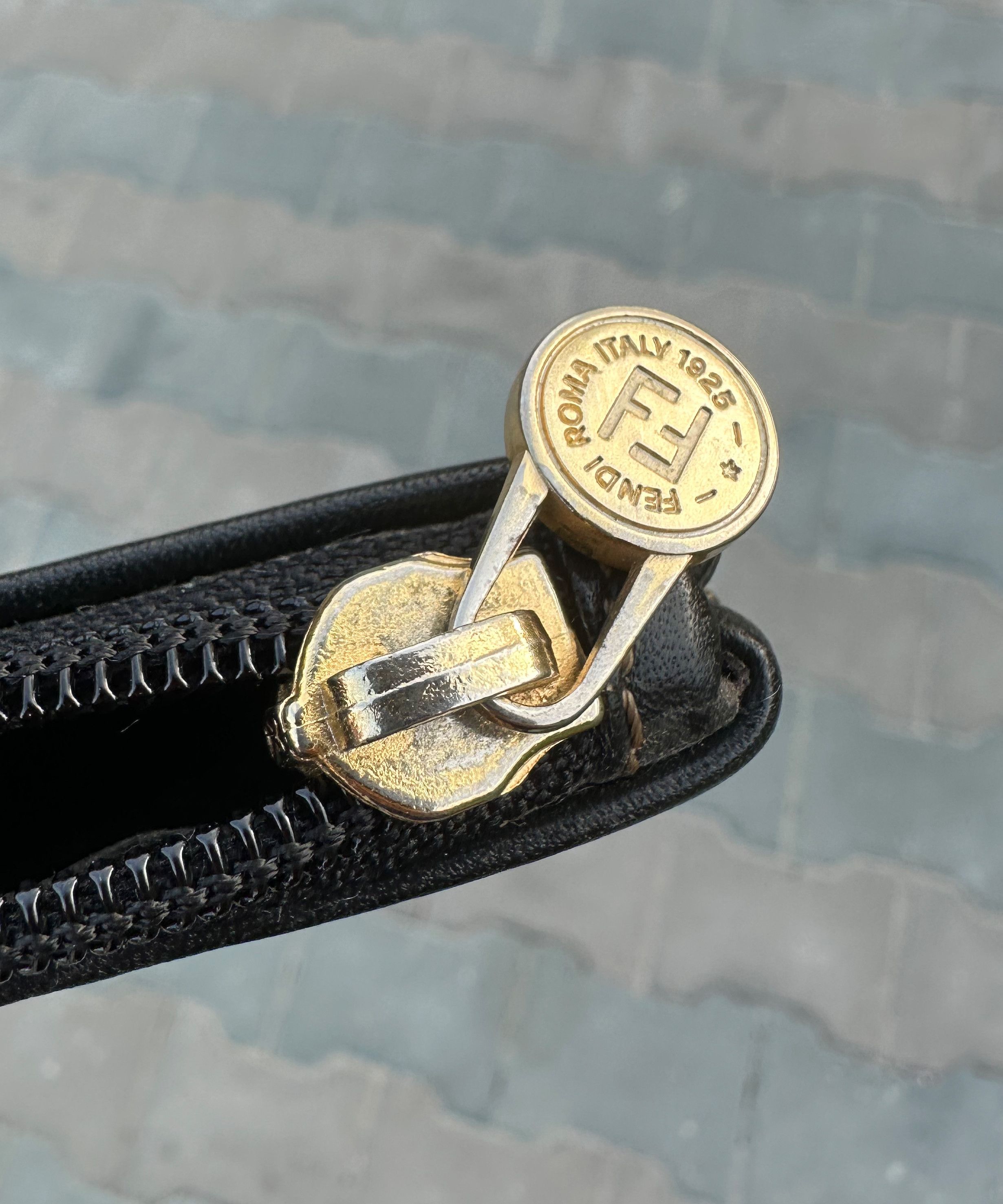 Fendi FENDI Clutch Bag Striped Logo 90s Handbag Black Brown Size ONE SIZE - 5 Thumbnail