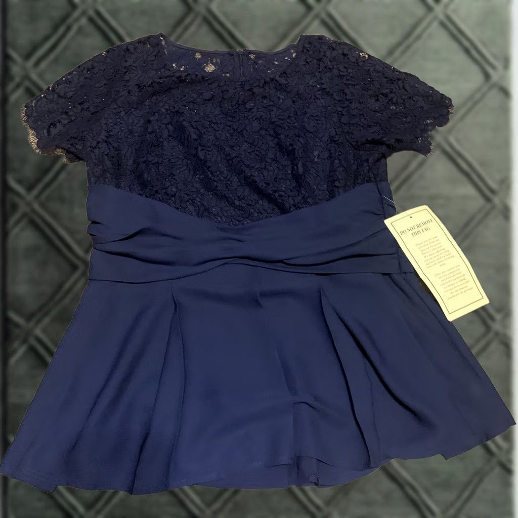 Vintage Roaman’s Blue Lace 2 Piece Set Bottom 14 Top 16W Pant Suit 2005 Women’s Vintage Mature Bride Mother Of Bride N/A Size 36R - 1 Thumbnail