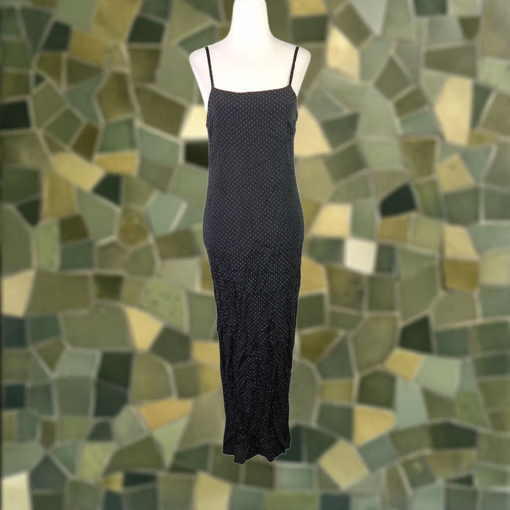 Old Navy VINTAGE Old Navy Polka Dot Midi Slip Dress Black Cream 90s Y2K Womens Size 6 Sleeveless Midi Dress Size M / US 6-8 / IT 42-44 - 1 Thumbnail