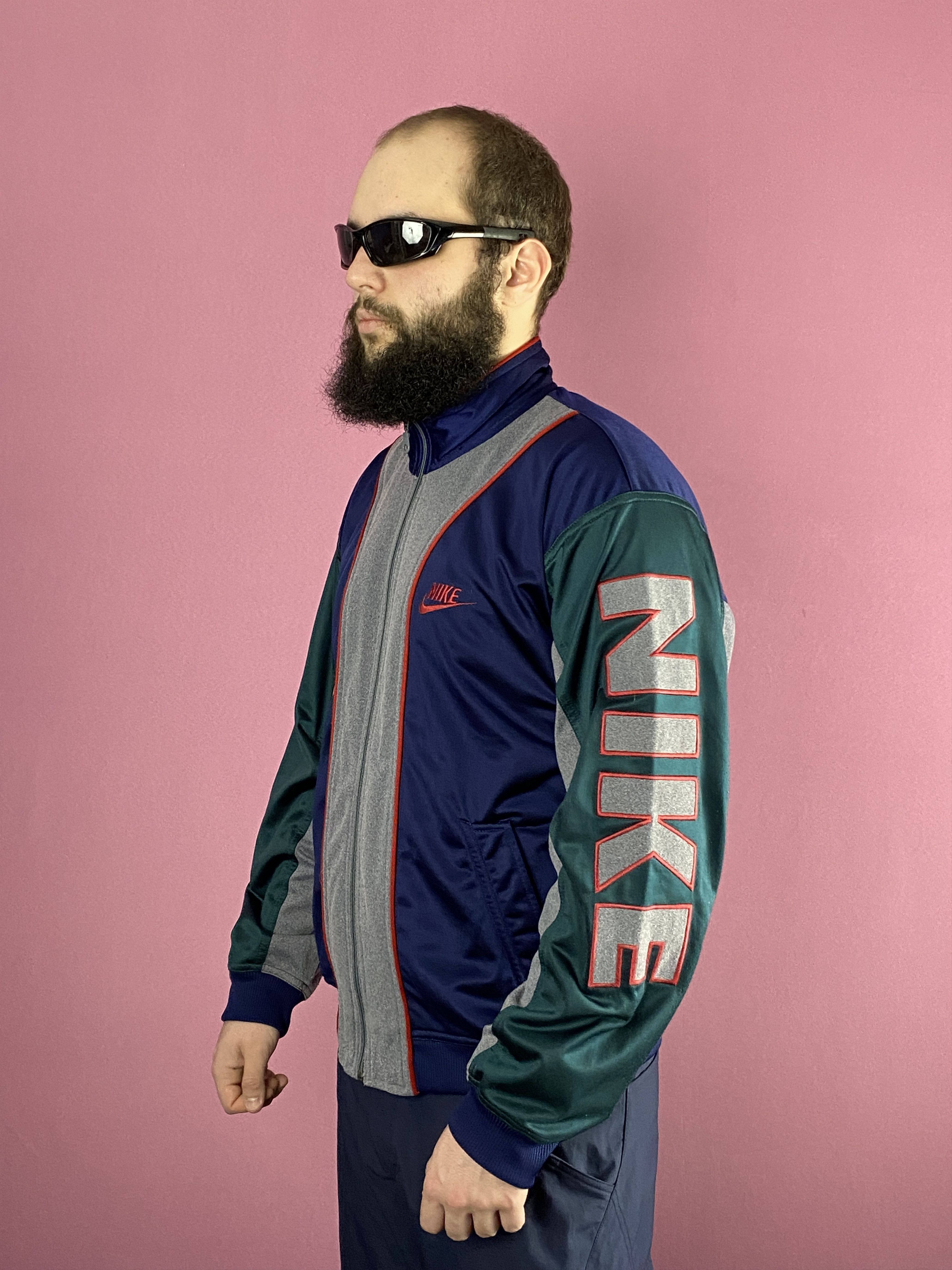 Nike × Vintage 90s Nike Big Spell Out Vintage Men's Track Jacket - M Size US M / EU 48-50 / 2 - 2 Thumbnail