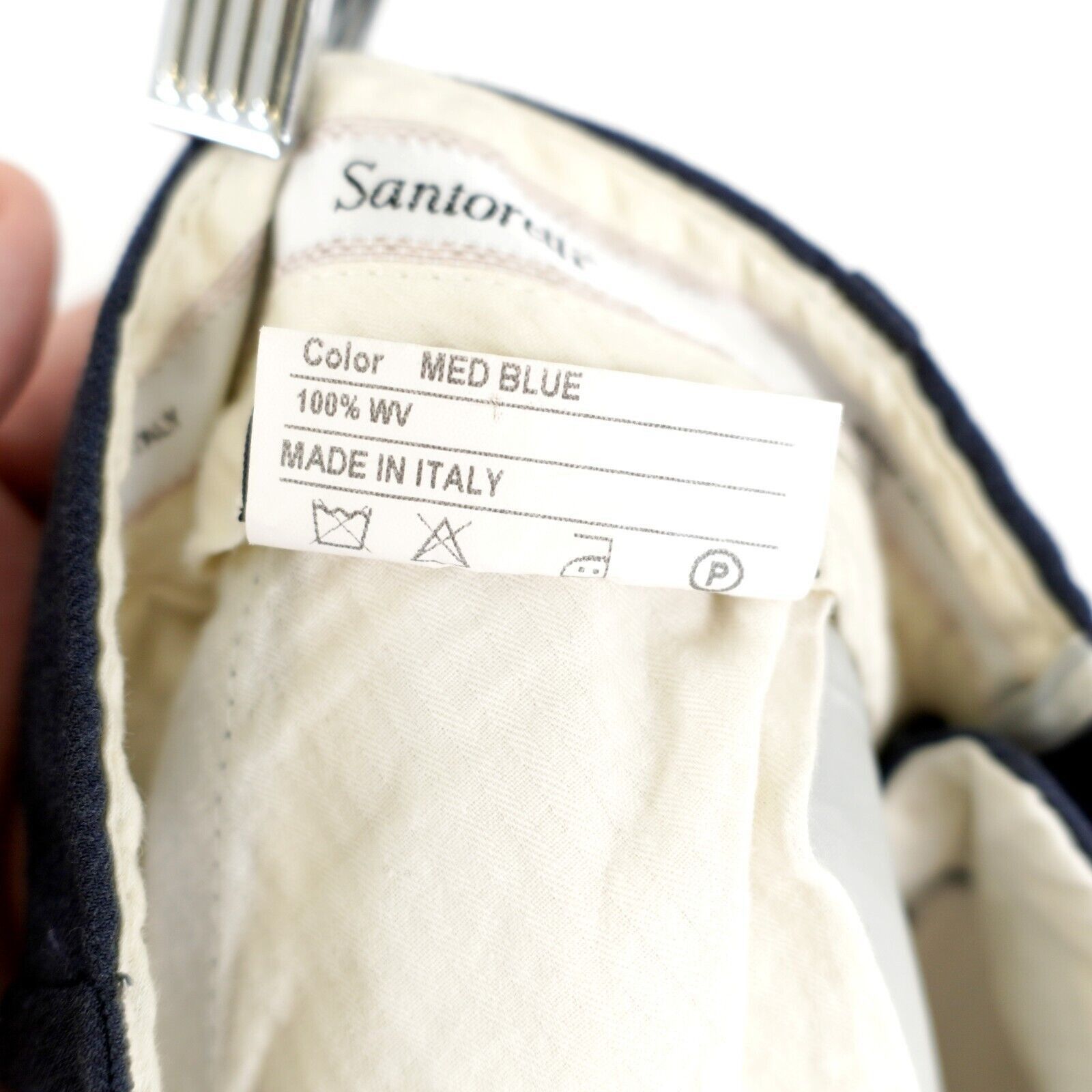Santorelli Santorelli Luxury Serge Romeo Blue Flat Front Cuffed Mid Ris Size 34R - 7 Thumbnail