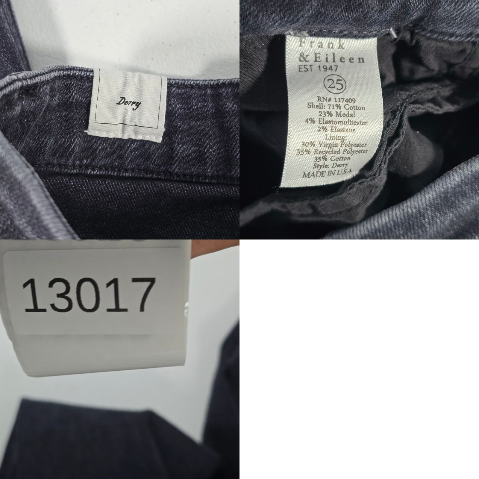 Frank & Eileen Frank & Eileen Derry Jeans Black Slim Straight High Rise Size 25 Raw Hem Size 42" / US 20 - 8 Thumbnail