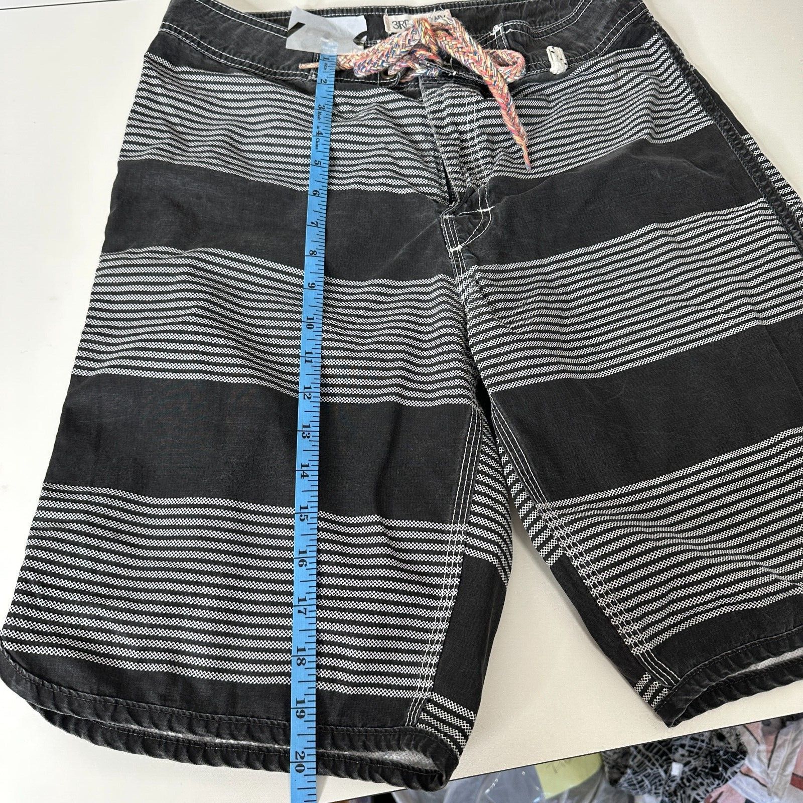 Other 3rd & Army Mens Black & White Stripe Tie Waist Pocket Short Size US 30 / EU 46 - 6 Thumbnail