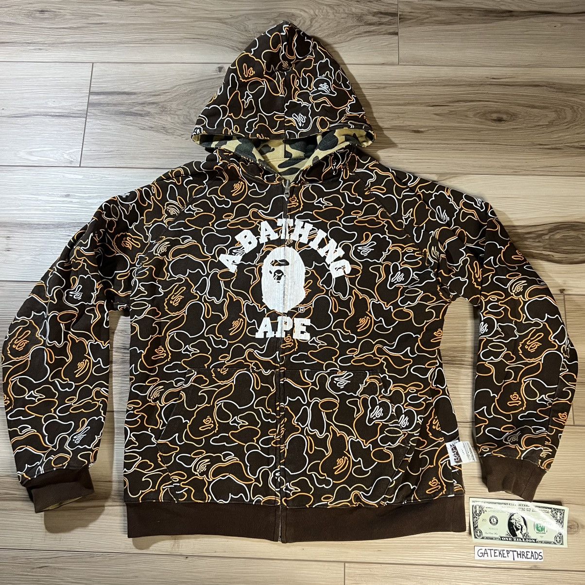 Bape × Nigo 2005 Bape Neon/1st Camo Reversible Hoodie Large