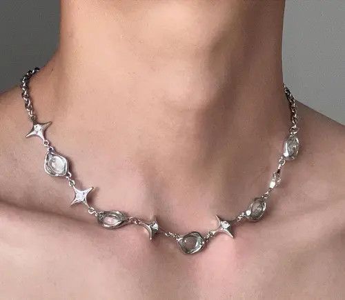 Jewelry 675Silver Star Link Chain Necklace, Modern Silver Jewelry Size ONE SIZE - 2 Thumbnail