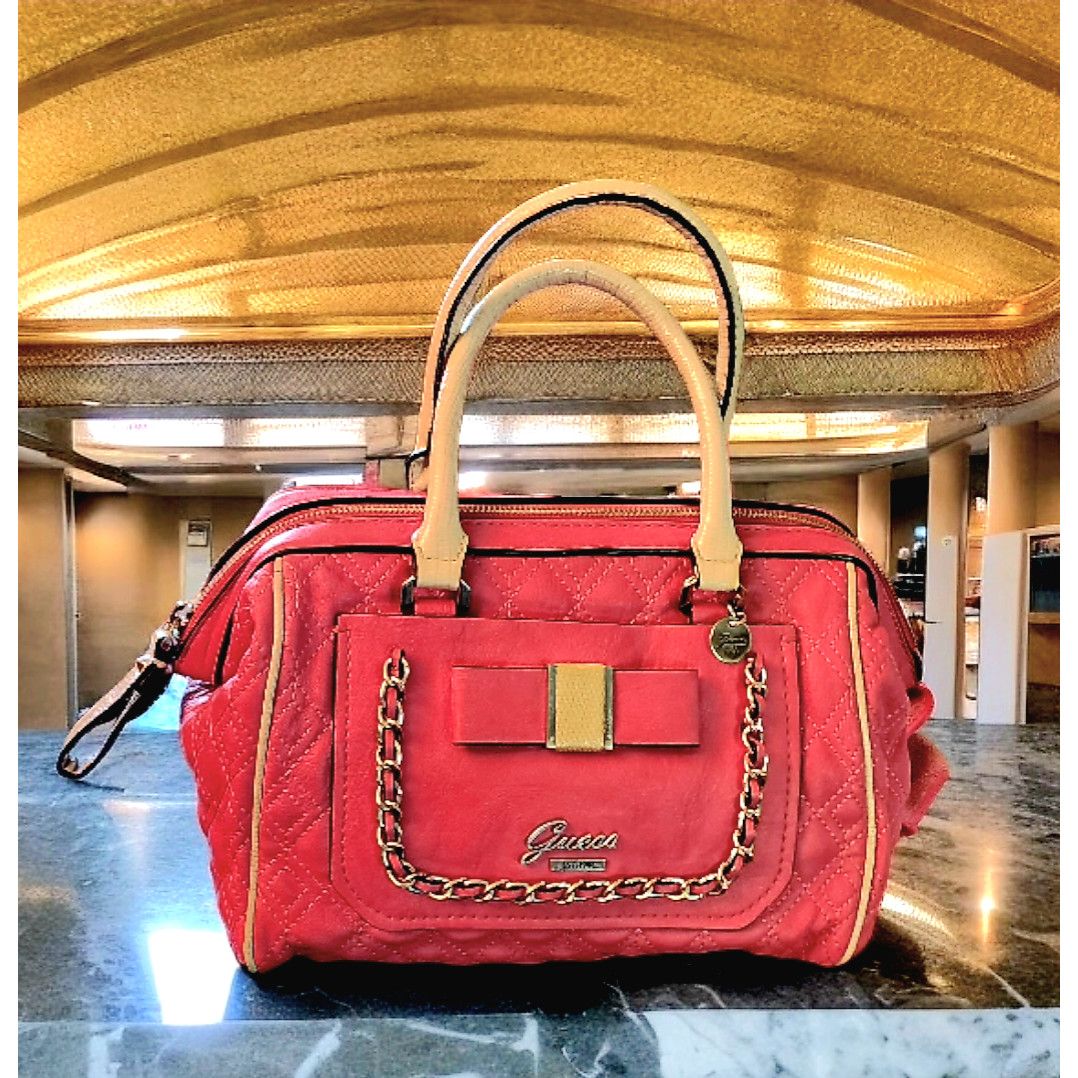 Guess Guess Passion Pink quilted bow carry-all satchel bag Size ONE SIZE - 1 Thumbnail