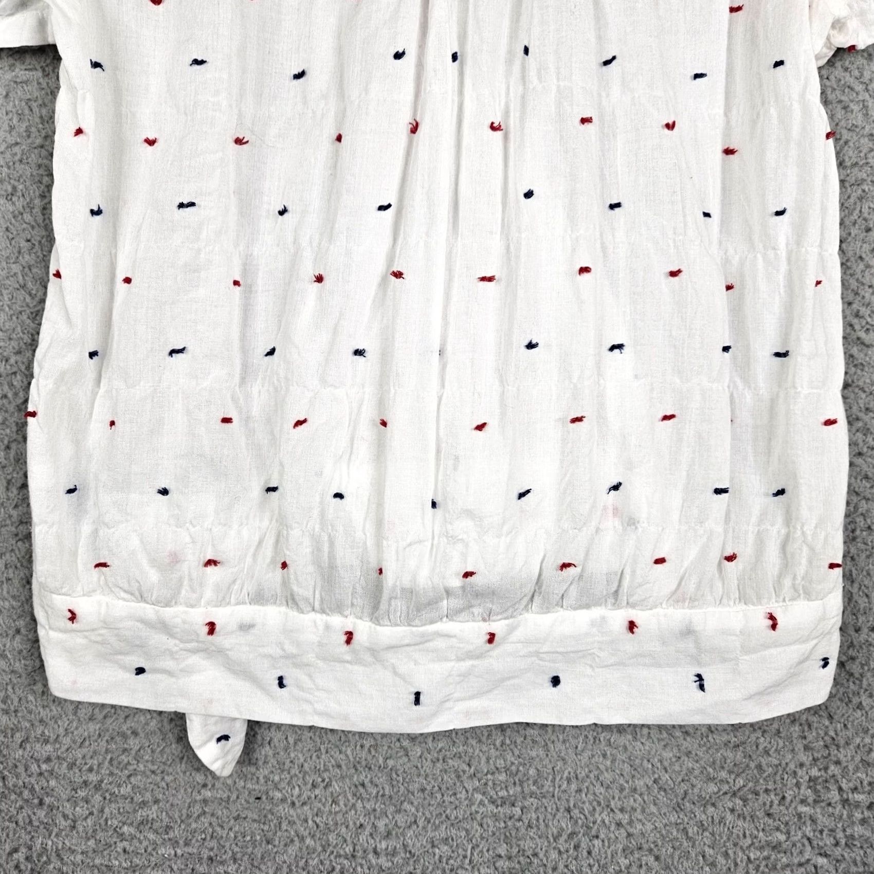 Madewell Wrap Madewell Tie Front Short-Sleeve Blouse XS Women Multicolor V-Neck Casual Regular Shirt Womens Size XS / US 0-2 / IT 36-38 - 3 Thumbnail