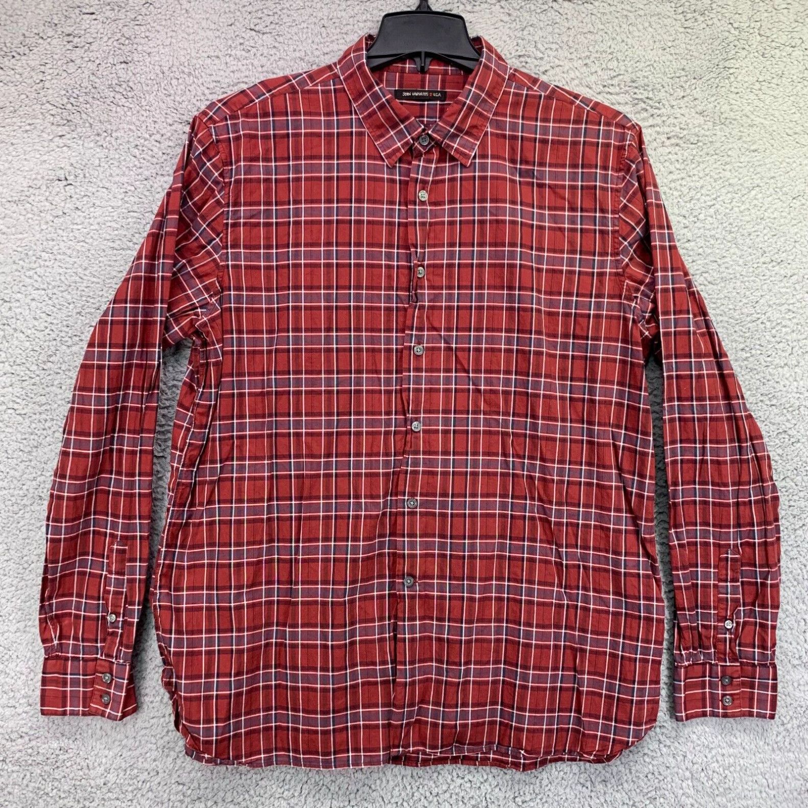 John Varvatos USA Linen Shirt Blue Plaid Button Down purchases Lightweight Casual Mens XL