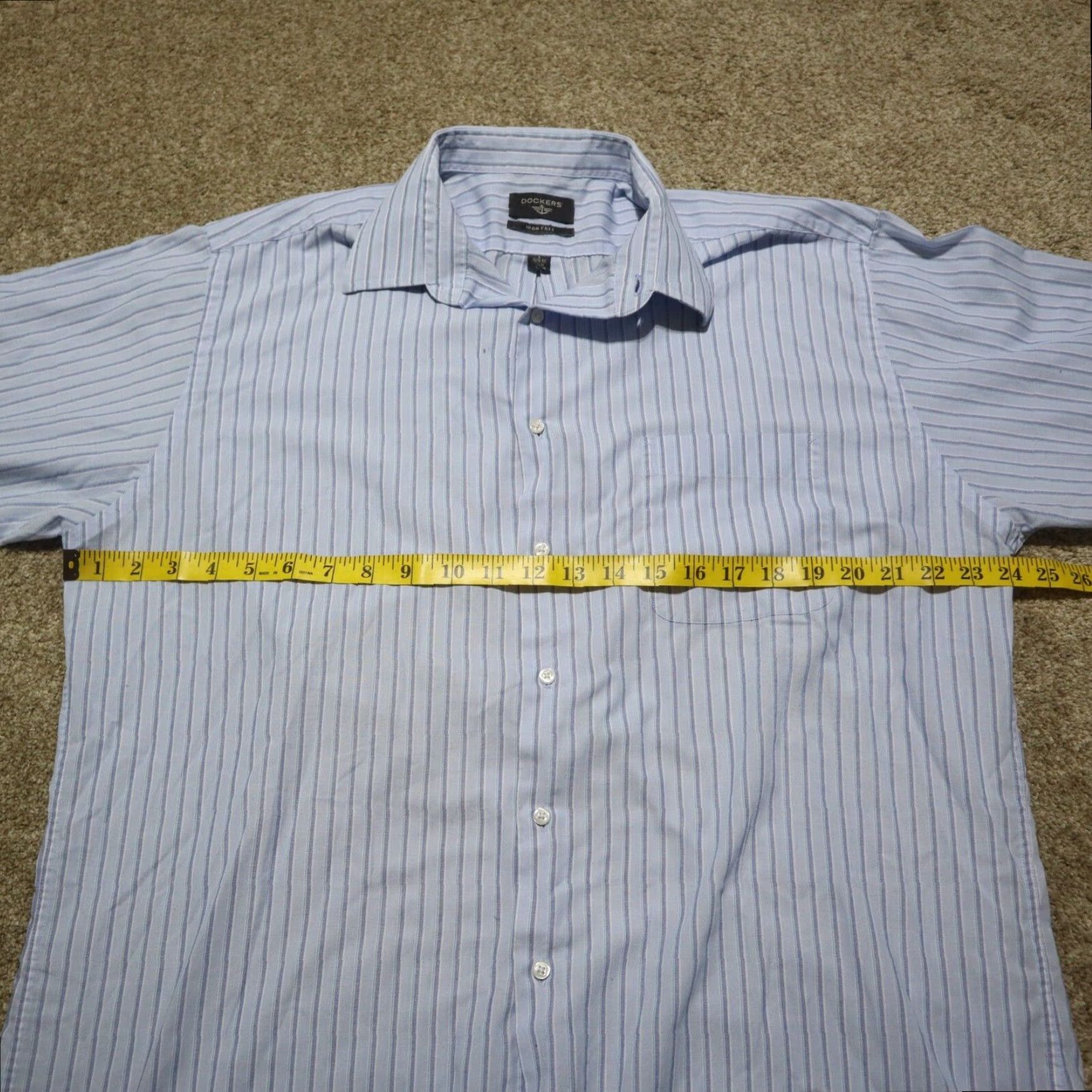 Dockers Dockers Button Up Short Sleeve Shirt Blue Striped Plaid Casual Mens Large Size US L / EU 52-54 / 3 - 4 Thumbnail