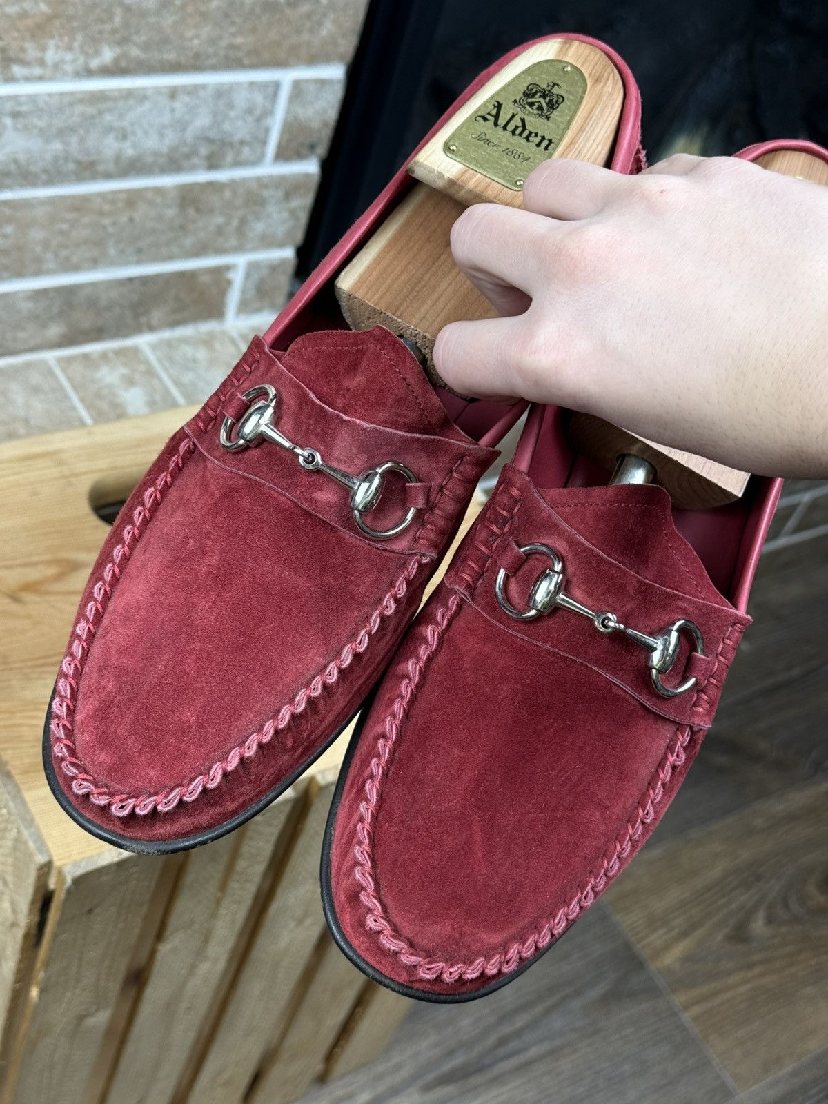 Gucci Gucci Horsebit 1953 Red Suede Loafers Shoes Size EU43 US10 Size US 10 / EU 43 - 5 Thumbnail