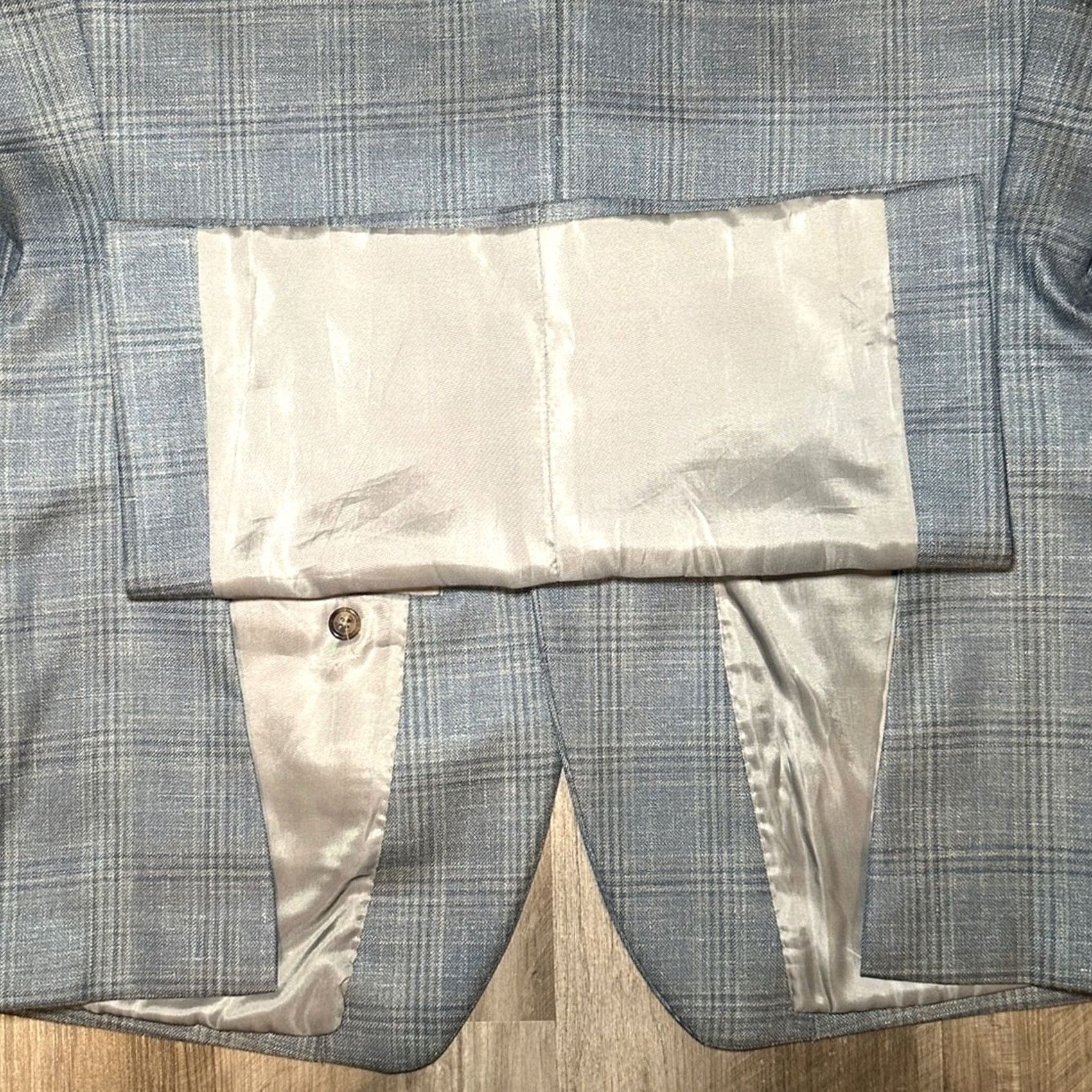 Ralph Lauren Ralph Lauren Blazer Men 44R Wool Silk Linen 2 Piece Wool Silk Linen Blue Gray Plaid Blazer Sport Jacket - 44R Size 44R - 3 Thumbnail