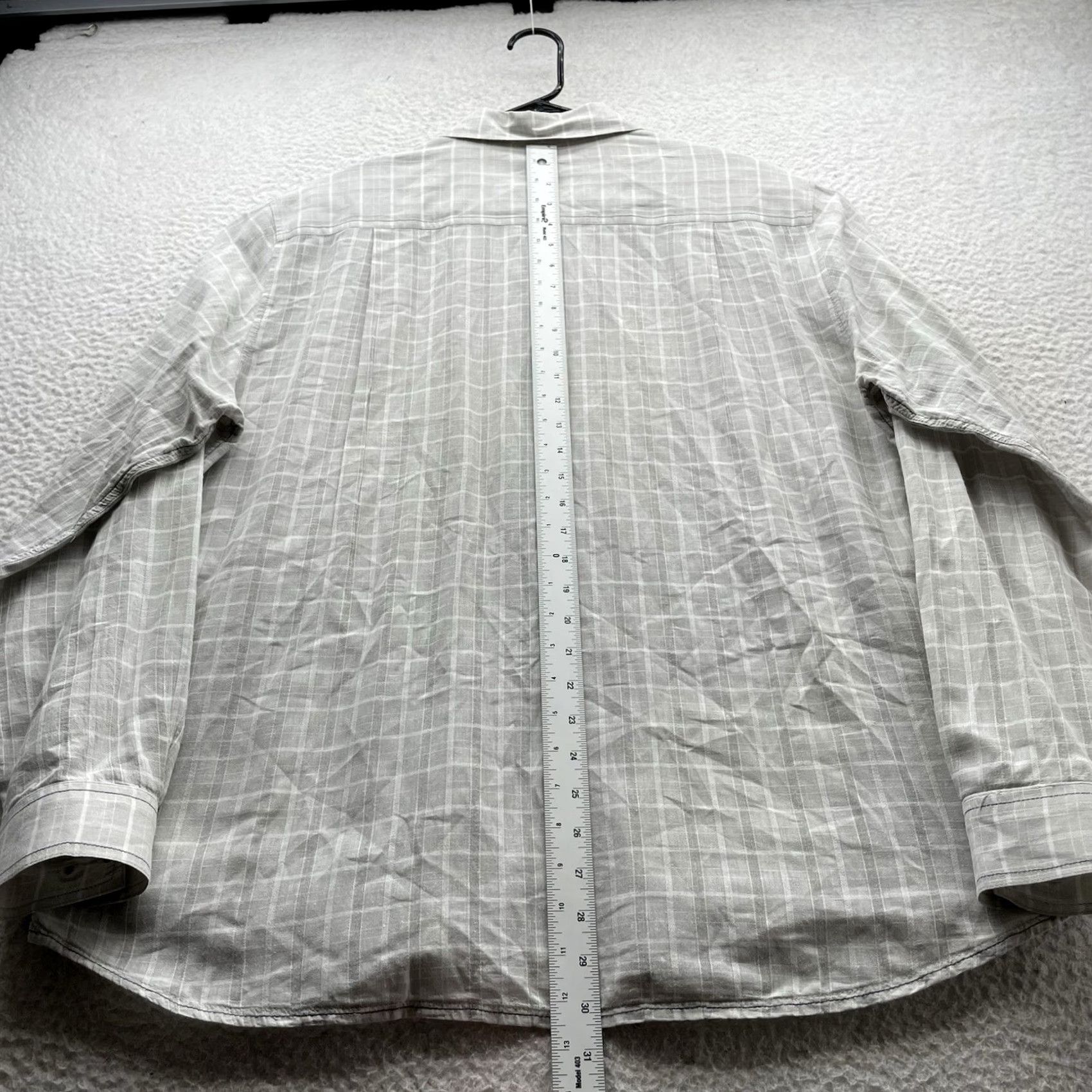 Carbon2Cobalt Carbon 2 Cobalt Shirt Mens Large Plaid Check Windowpane Gray Linen Blend Cotton Button-Up Casual Shirt Size US L / EU 52-54 / 3 - 7 Thumbnail
