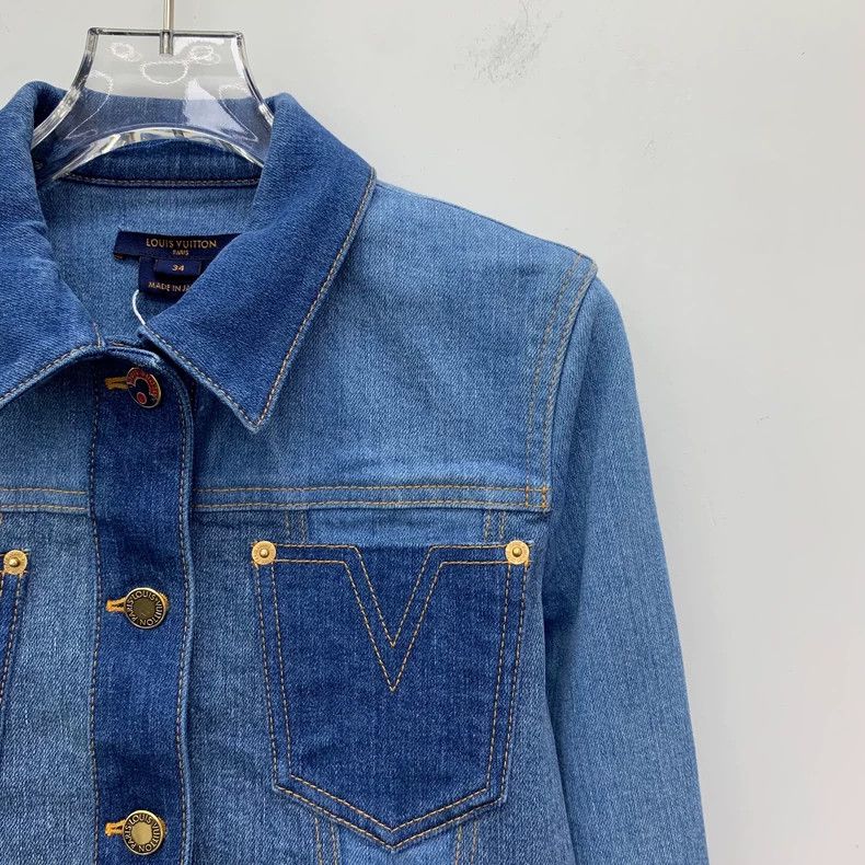Louis Vuitton Louis Vuitton Blue patchwork cut cotton lapel single-breas Size XXS / US 00 / IT 34 - 3 Thumbnail