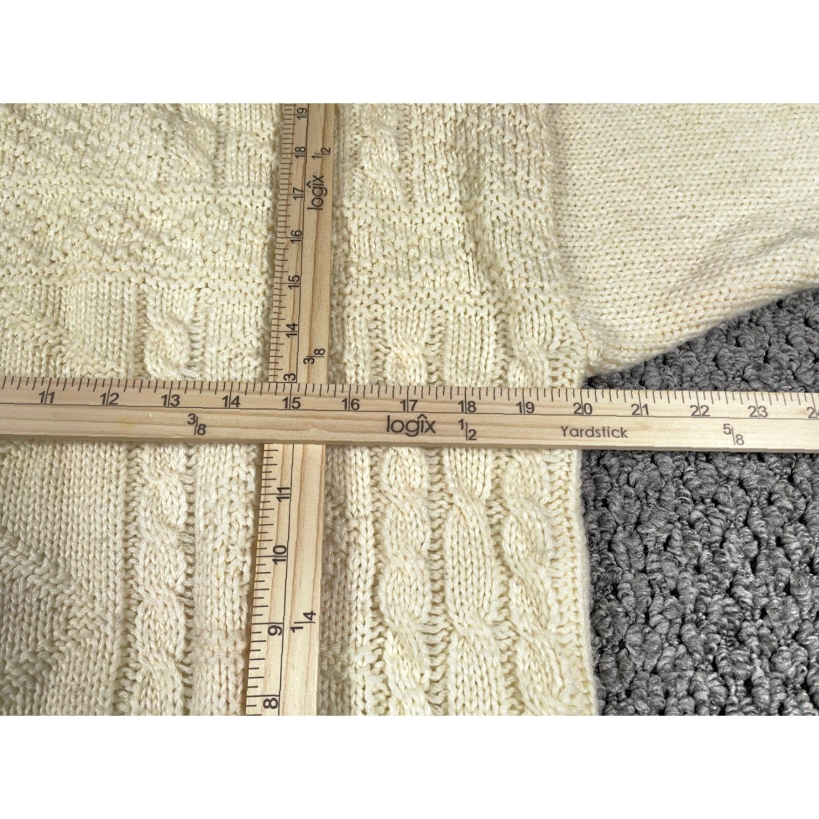 Vintage VINTAGE Boundary Waters Cable Knit Mock Neck Sweater Women's Large Ivory Preppy Lightweight Size L / US 10 / IT 46 - 5 Thumbnail