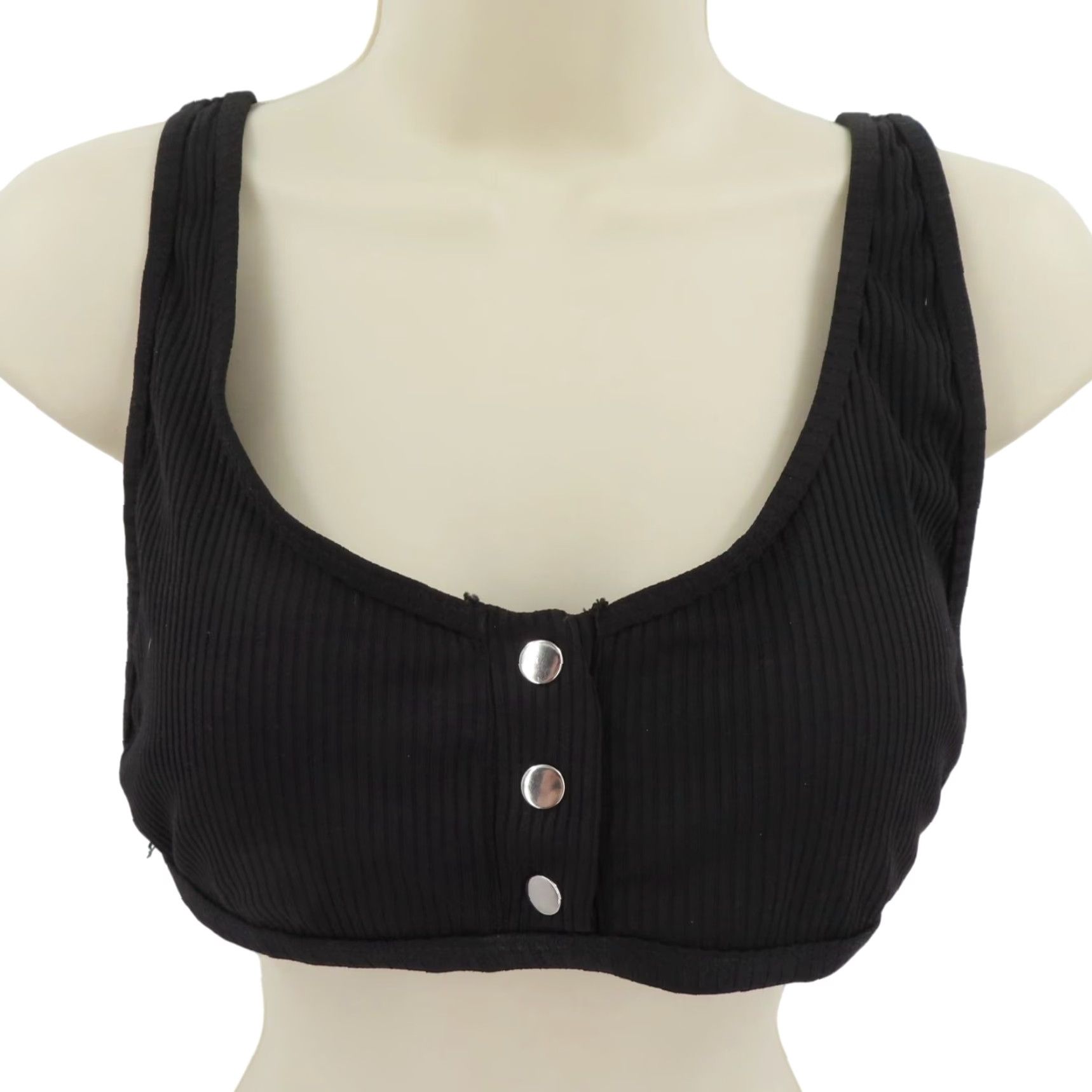 Vintage Sommer Ray Top Bikini Top L Black Solid Padded Wireless Women Swimsuit Shirt/Top Size L / US 10 / IT 46 - 2 Thumbnail