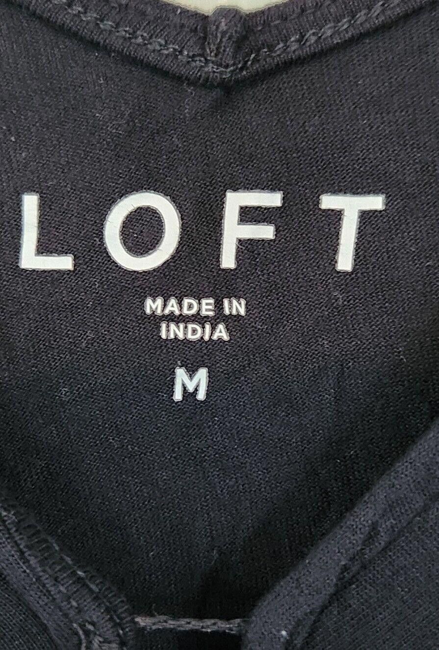 Designer Ann Taylor LOFT shirt Medium Black V Neck Open Back Classy Size M / US 6-8 / IT 42-44 - 4 Thumbnail