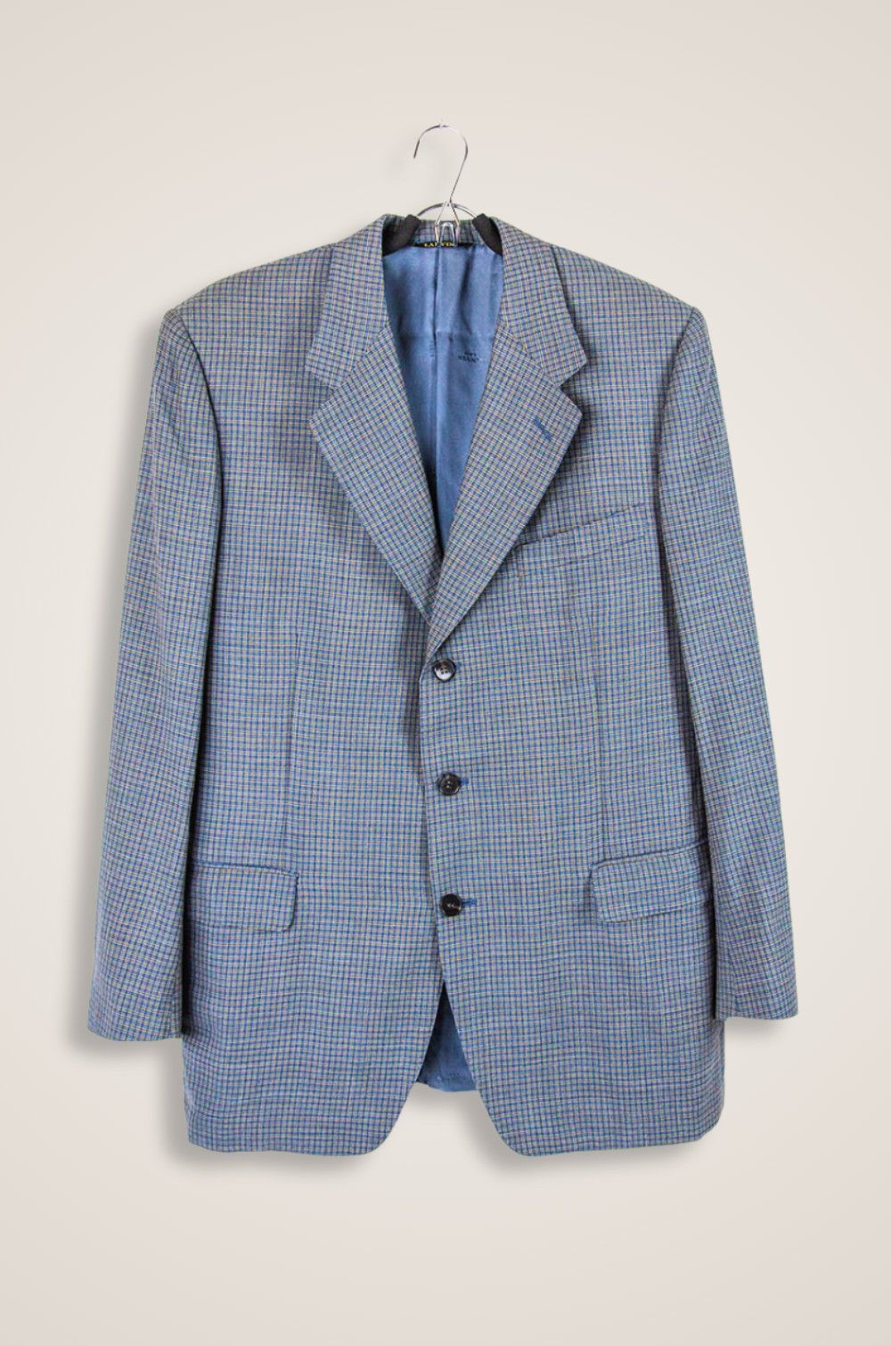 Lanvin LANVIN Classique Pure Wool Blazer Blue Micro-Check 54R Size 54R - 1 Thumbnail