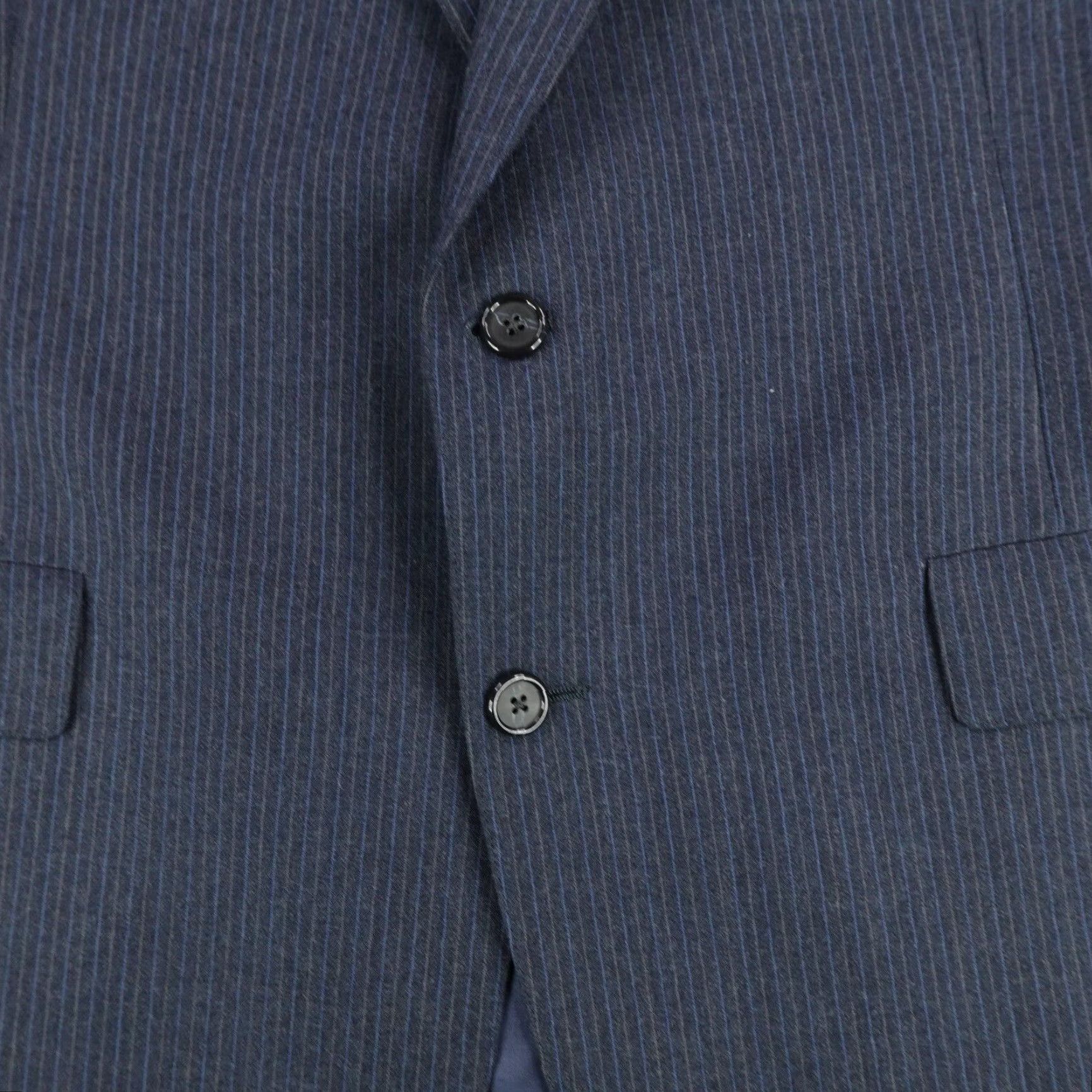 Hart Schaffner Marx VINTAGE Hart Schaffner Marx Blazer Mens 40L Blue Pinstripes Wool Long Jacket Coat Size 40R - 4 Thumbnail