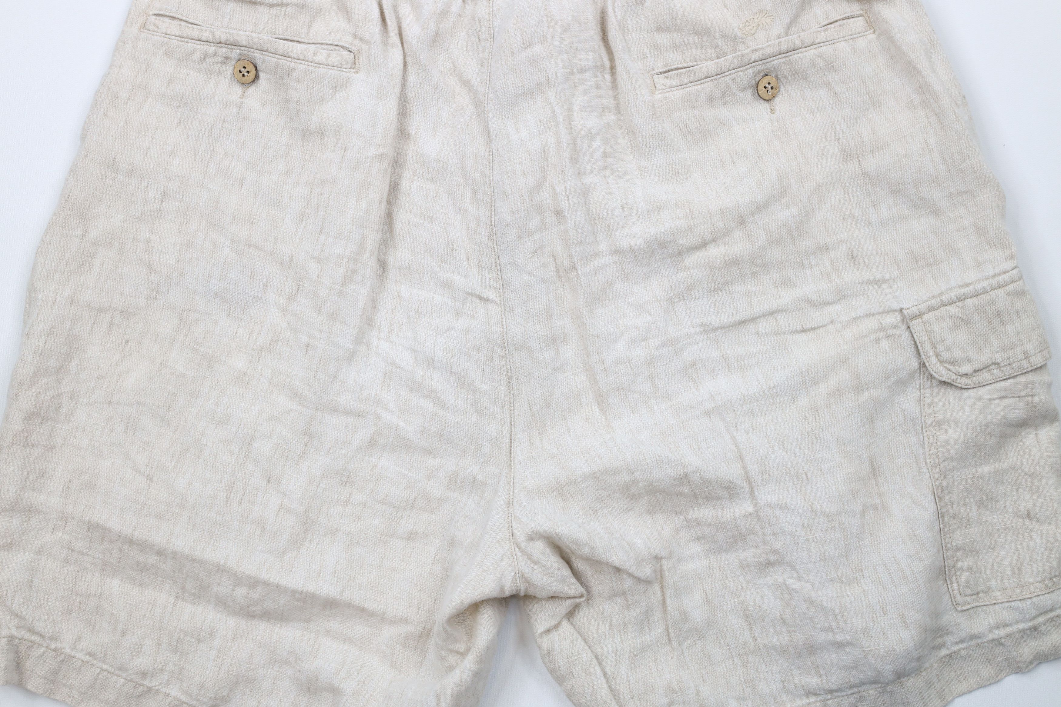 Vintage Vintage 90s Streetwear Linen Harem Beach Cargo Shorts Beige Size US 36 / EU 52 - 11 Thumbnail