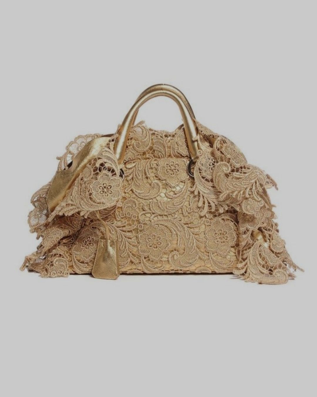 Prada Prada Lace Pizzo S Gold Leather Bag Size ONE SIZE - 1 Thumbnail