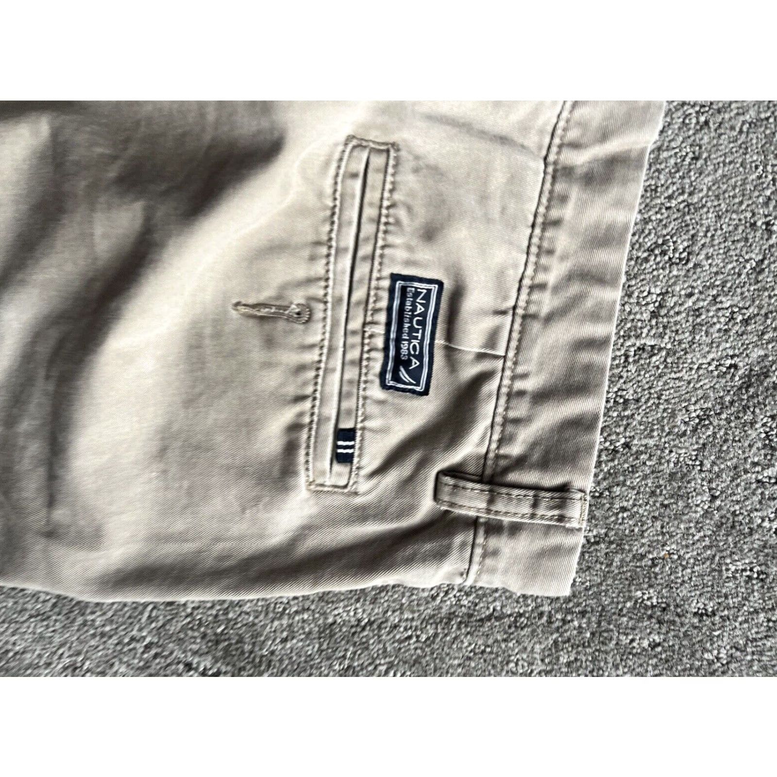 Nautica Nautica Chinos Pants 34x32 Flat Front Beige Solid Dress Casual Mens Size US 34 / EU 50 - 5 Thumbnail