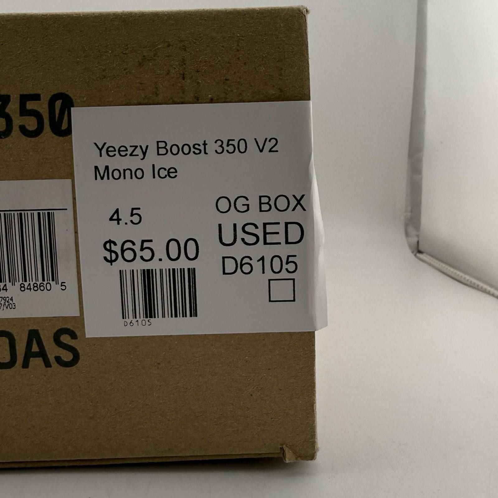 Adidas Adidas Yeezy Boost 350 V2 Mono Ice US 4.5 Used with Box Size US 5 / EU 37 - 9 Thumbnail
